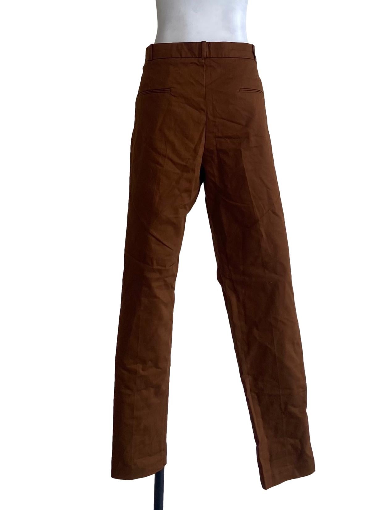 Tawny Brown Herringbone Straight Pants