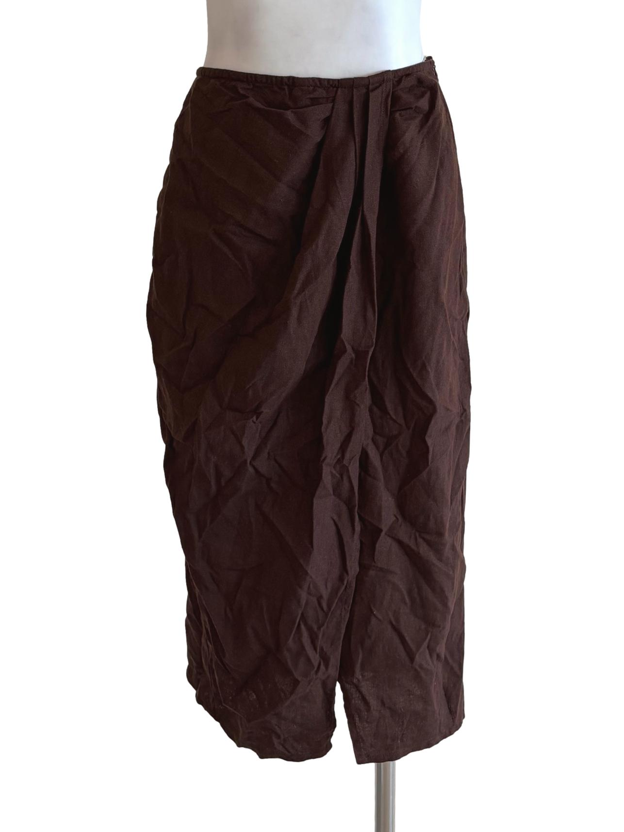 Chocolate Linen Sarong Skirt LB