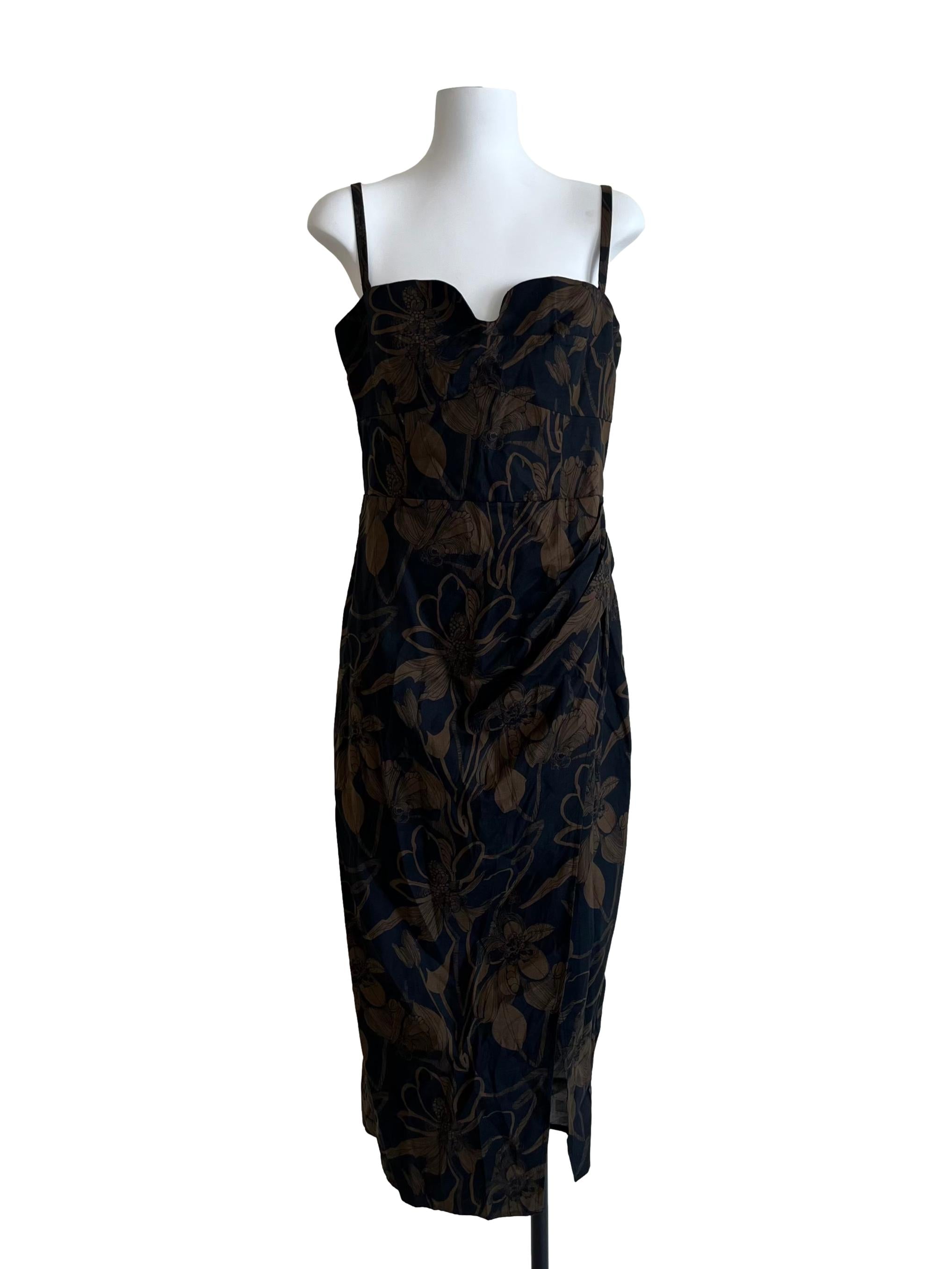 Onyx Black Floral Printed Bodycon Dress