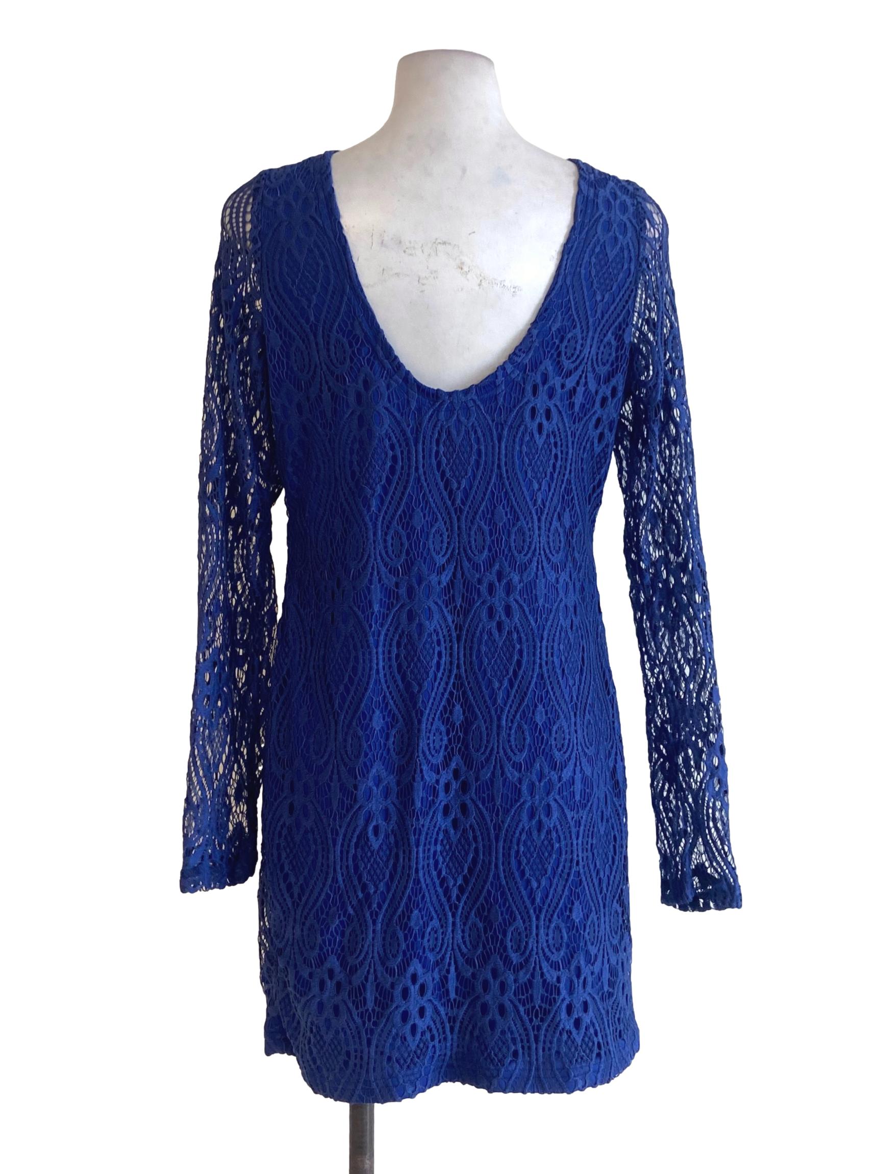 Admiral Blue Floral Lace Bodycon Dress