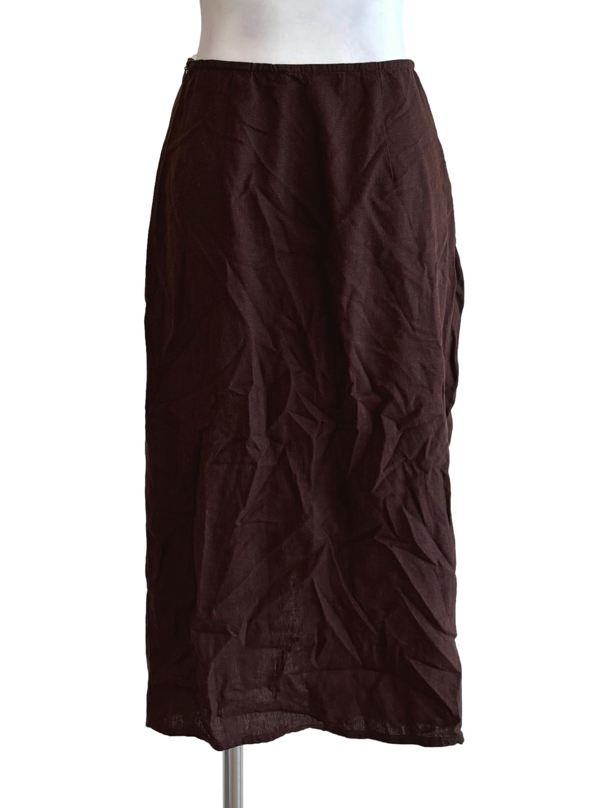Chocolate Linen Sarong Skirt LB