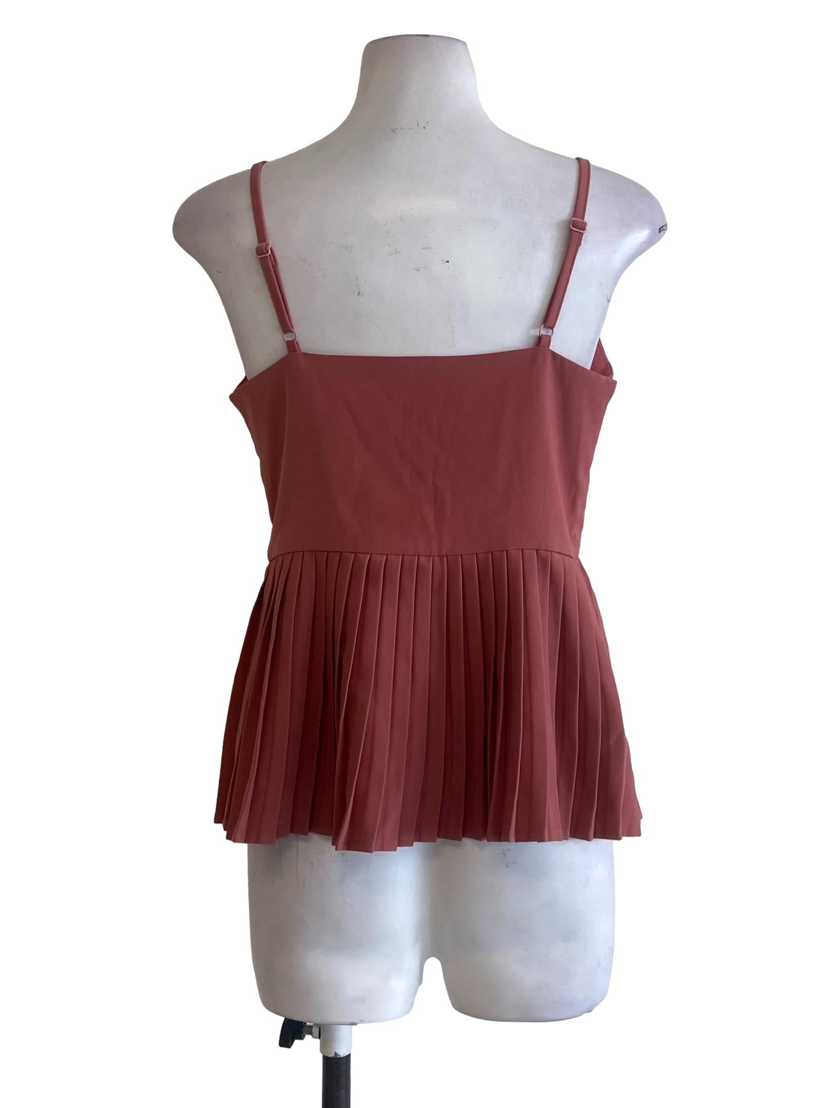 Punch  Pink Sleeveless Accordion Blouse