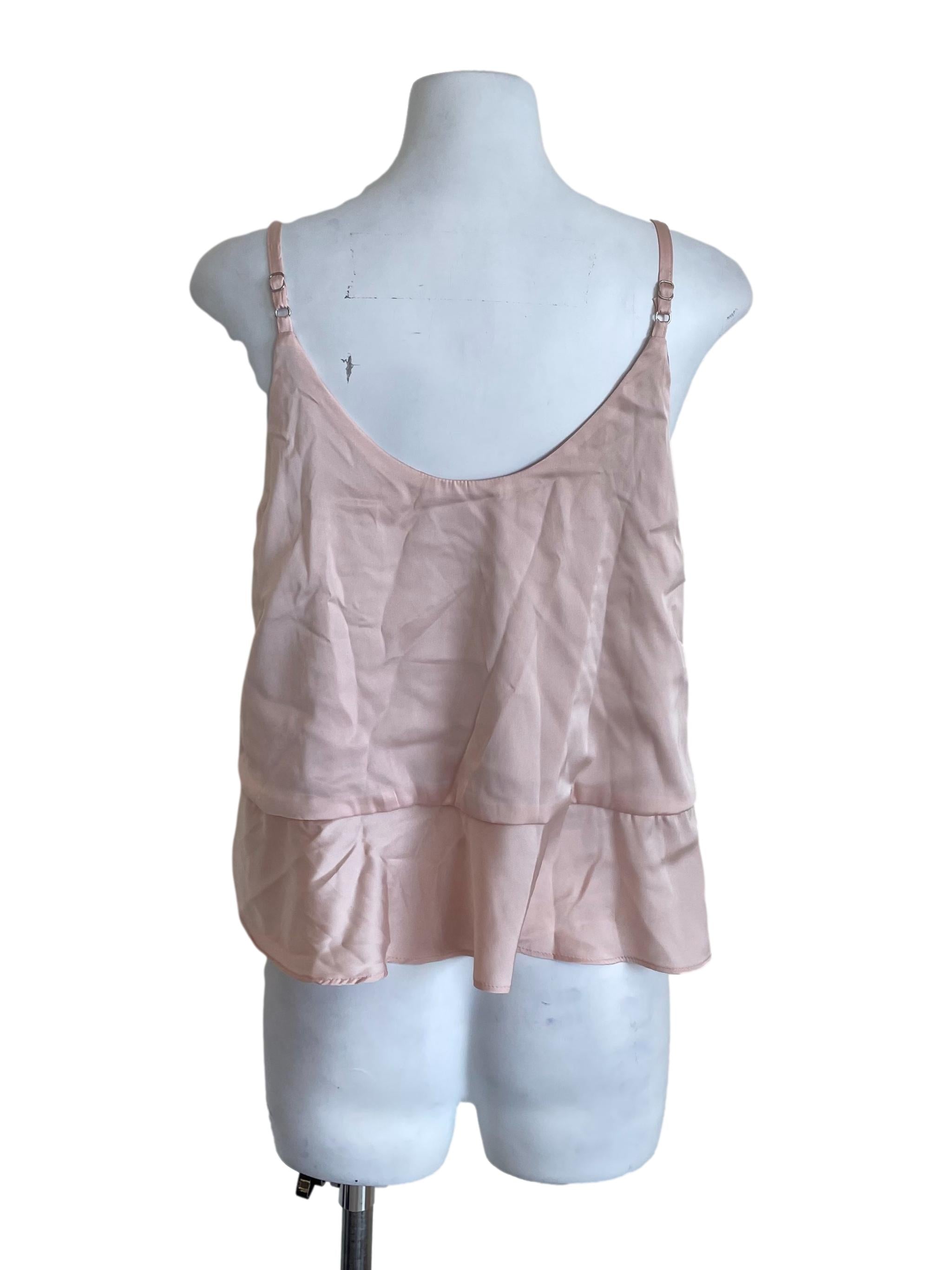 Pink Scrunch Satin Cami Top