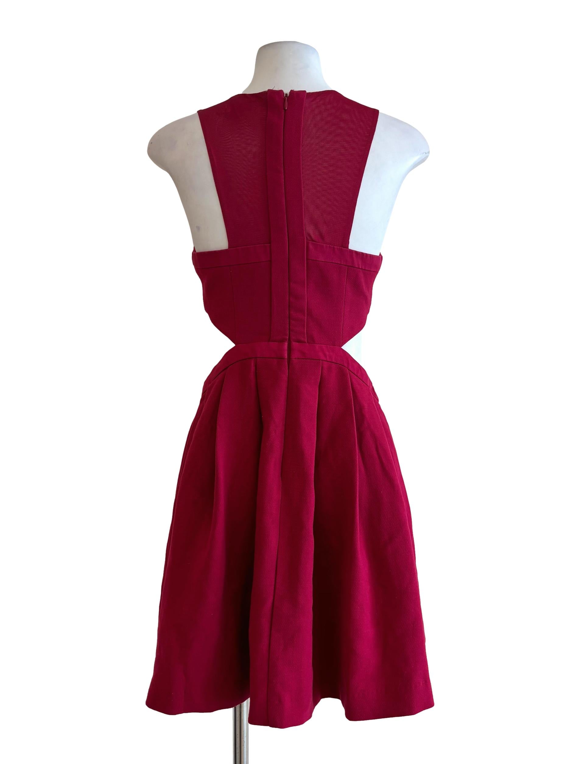 Ruby Red Sleeveless Cut Out A-Line Dress LB