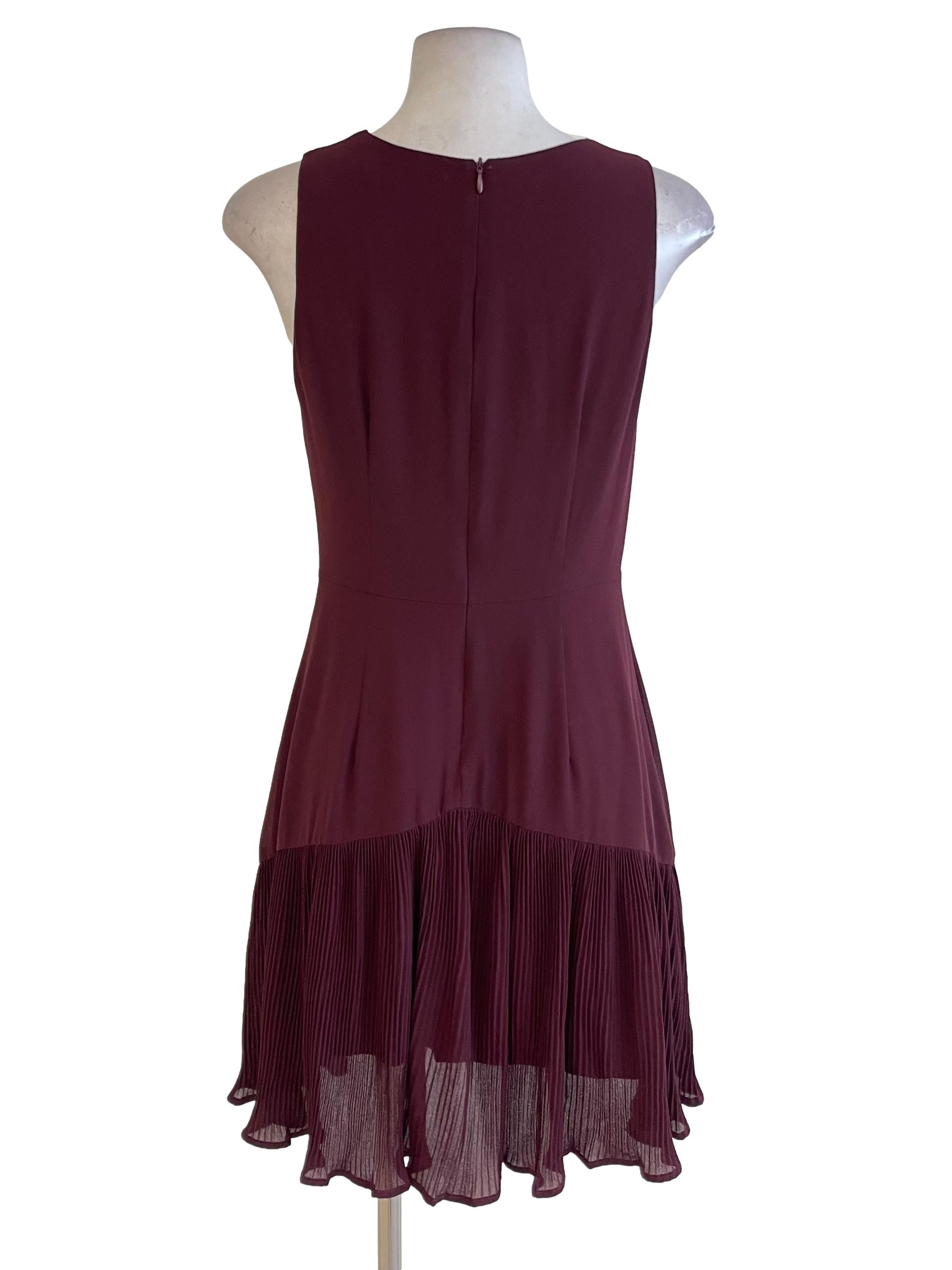 Boysenberry Purple Jewel Neck Ruffle Hem Dress