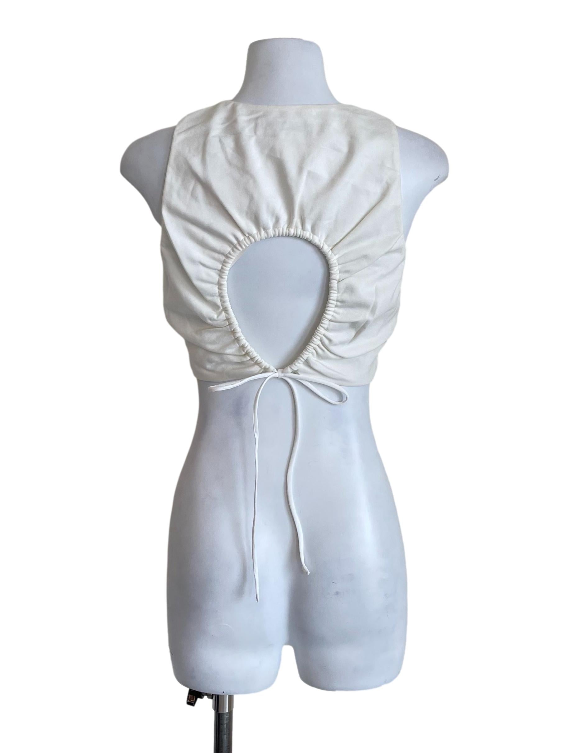 White Open Back Crop Top