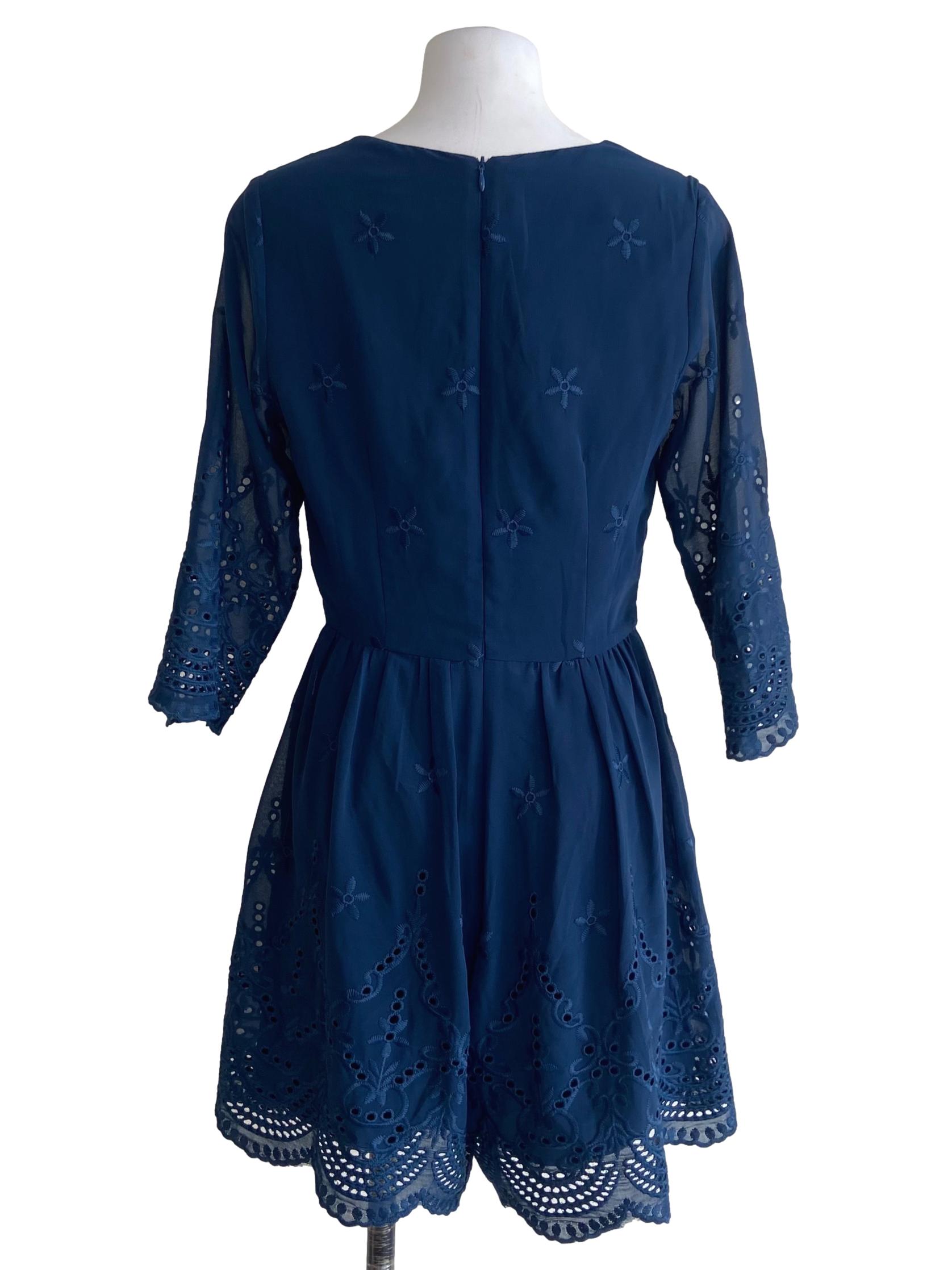 Aegean Blue & Embroidery Floral Romper