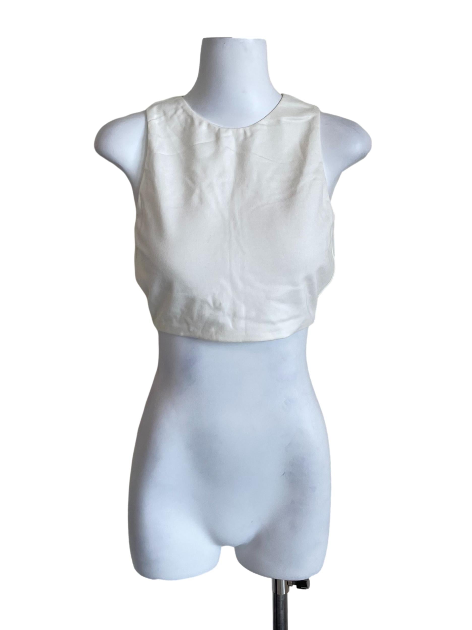 White Open Back Crop Top
