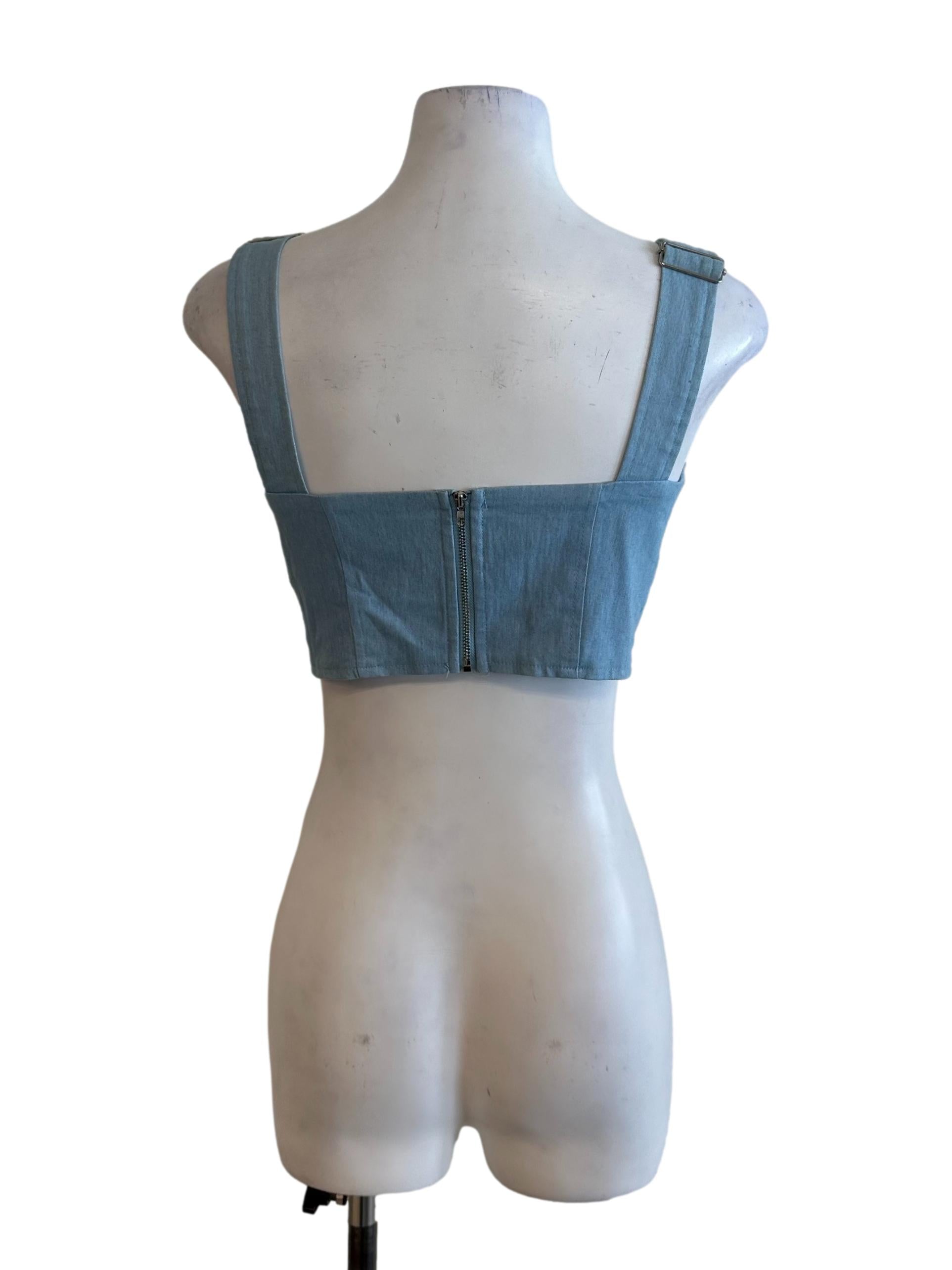 Light Blue Denim Sweetheart Top