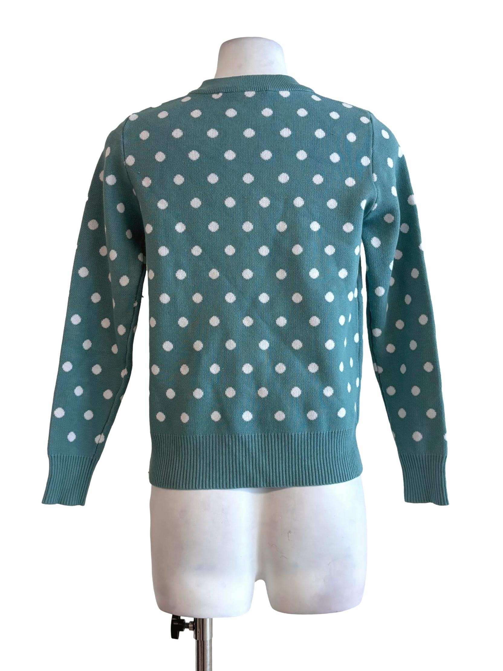 Aqua Green Polka Dot Knit Sweater LB