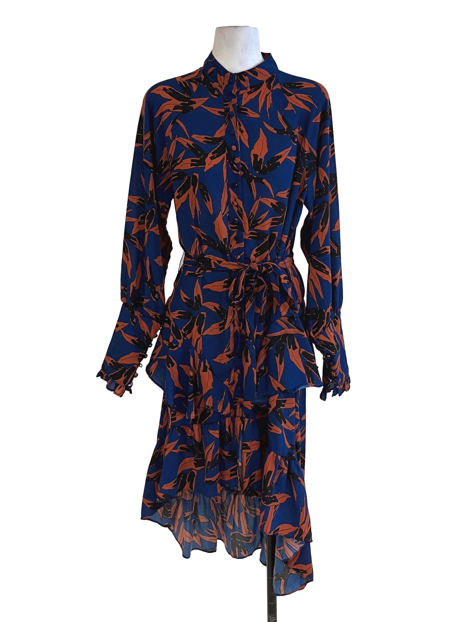 Blue Abstract Empire Dress