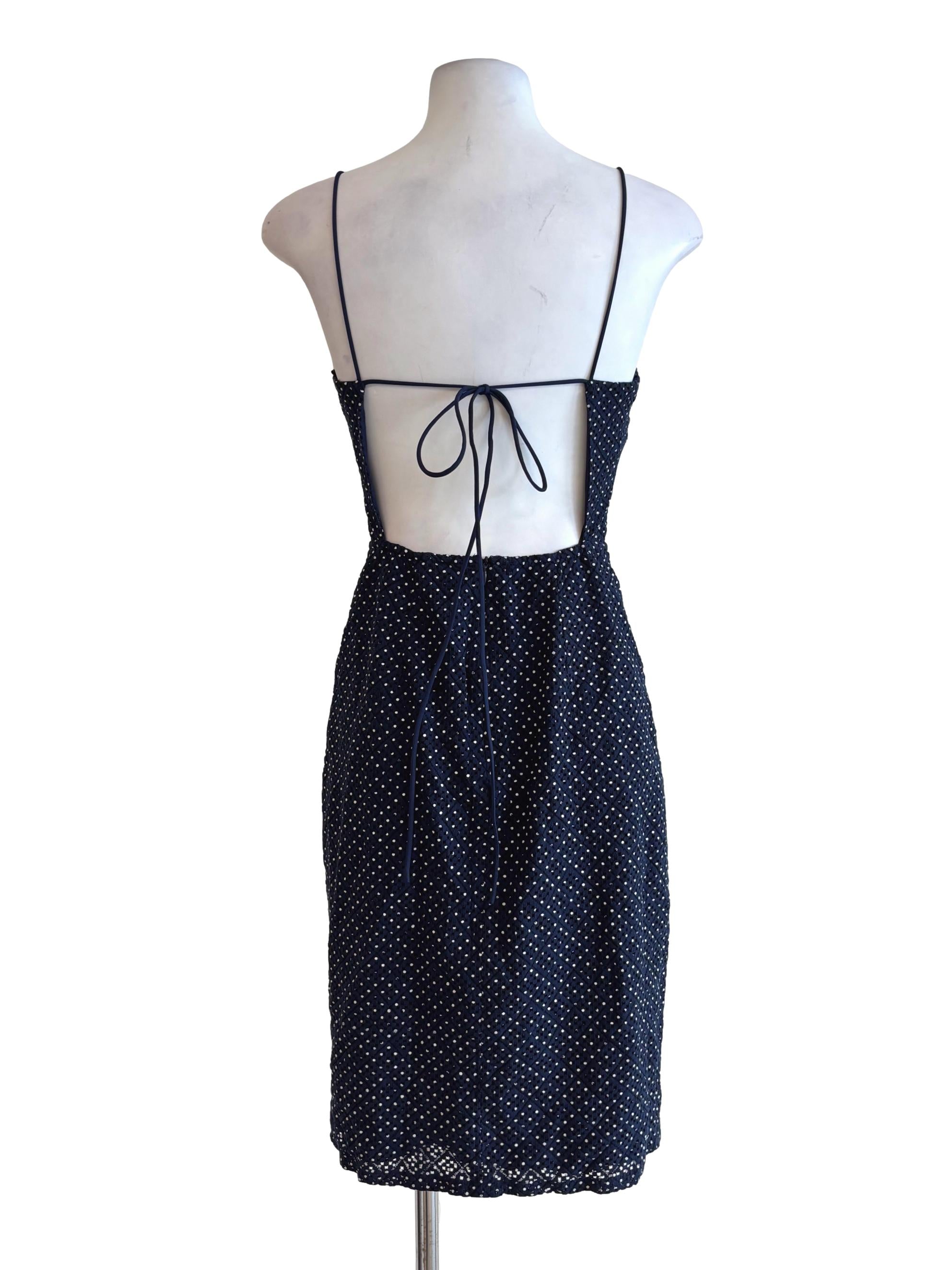 Blue Black Textured Camisole Dress LB