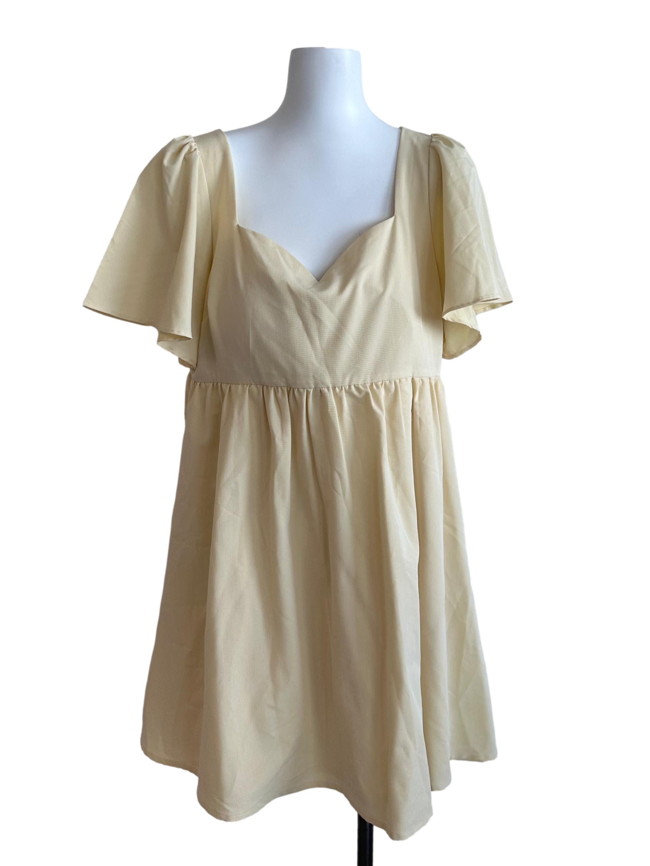 Butter Yellow Sweetheart Neck Babydoll Dress