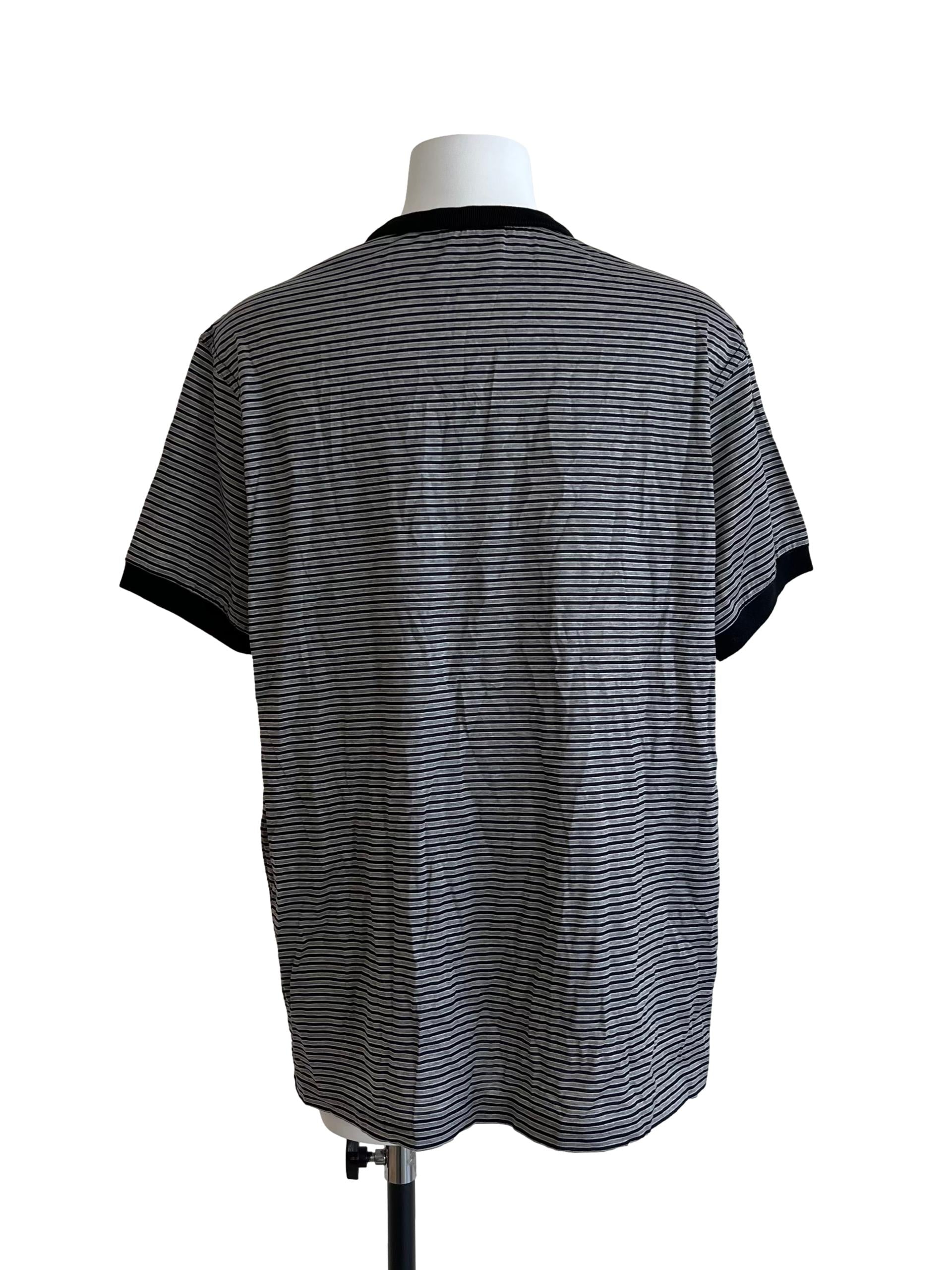 Ink Black Striped Collarless Top