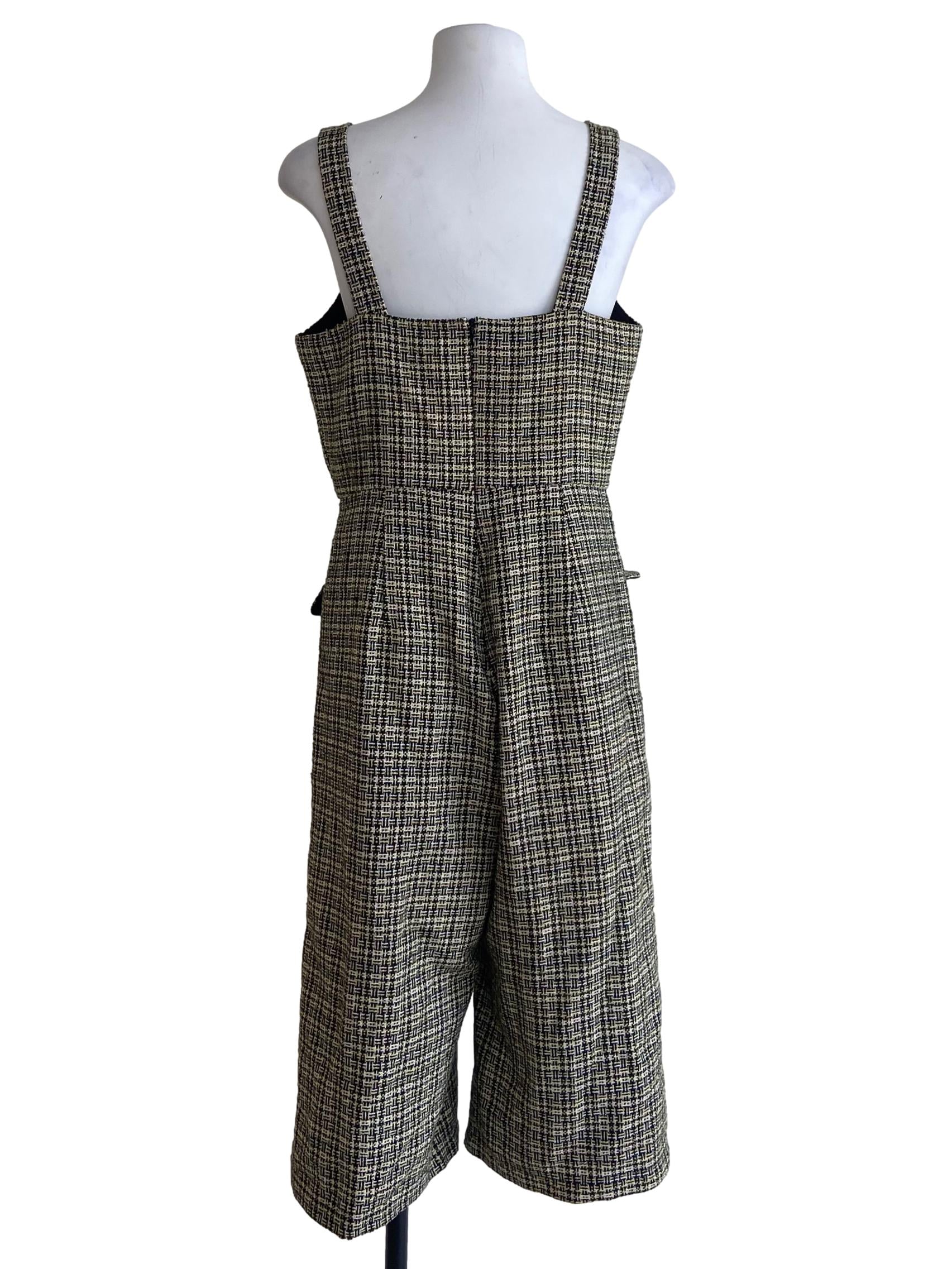 Black Tweed Sleeveless Jumpsuit