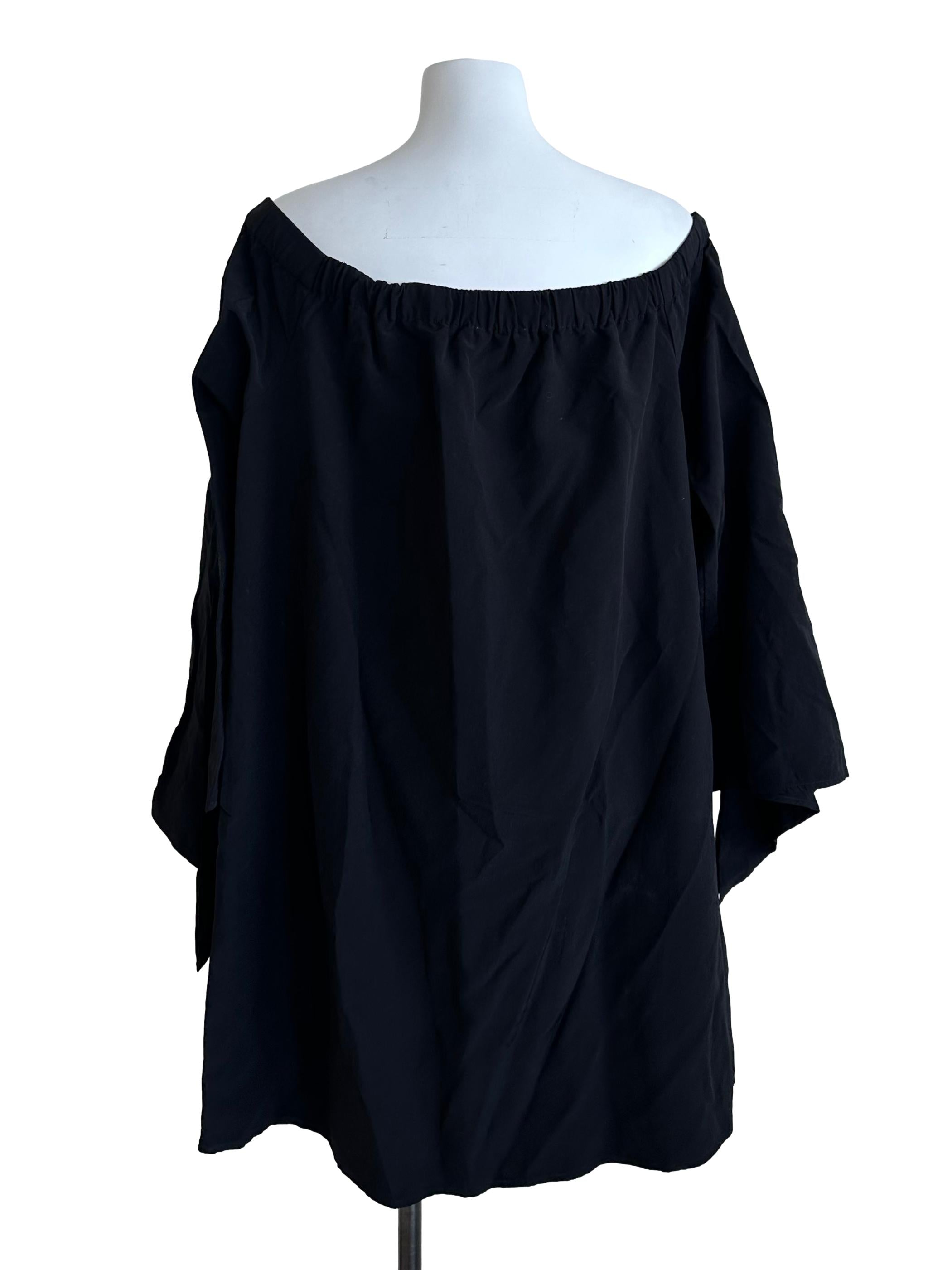 Onyx Black Square Neck Off Shoulder Dress