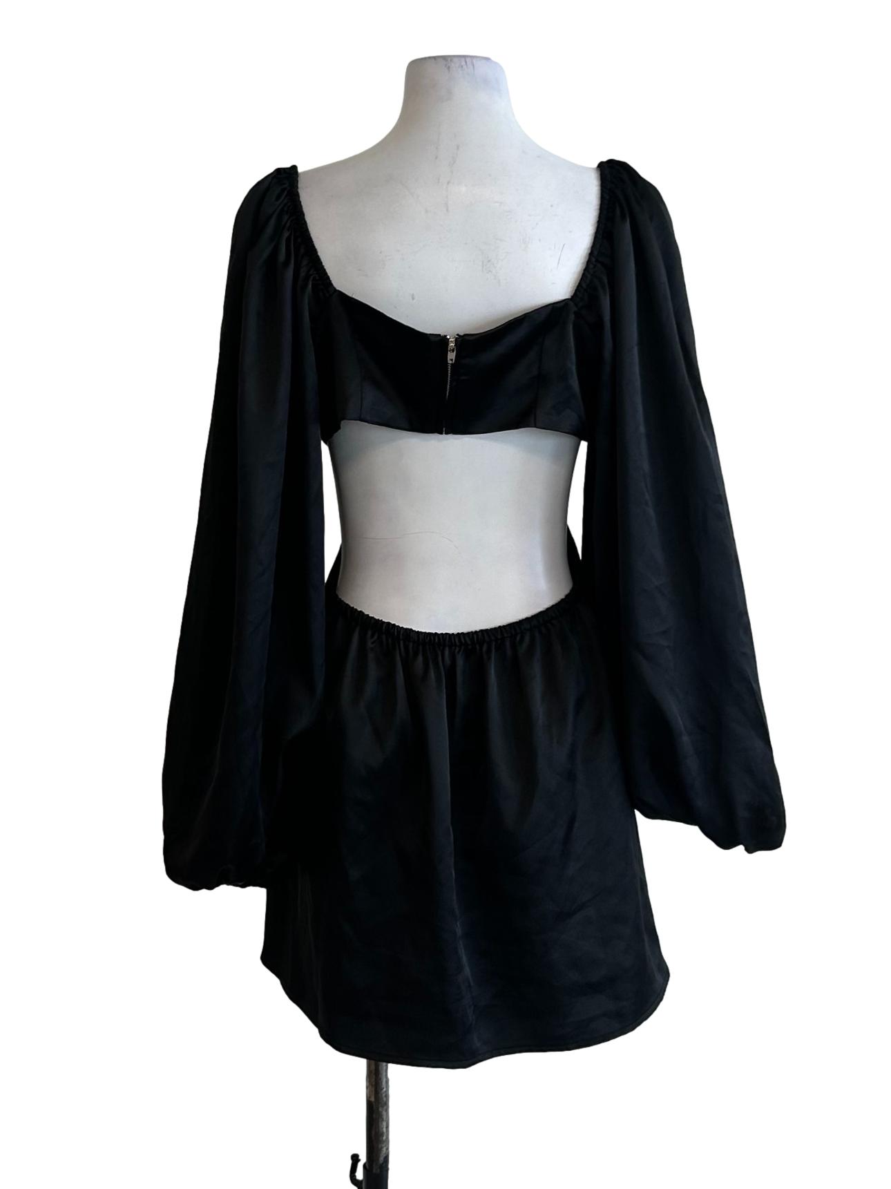 Black Square Neckline A-Line Dress