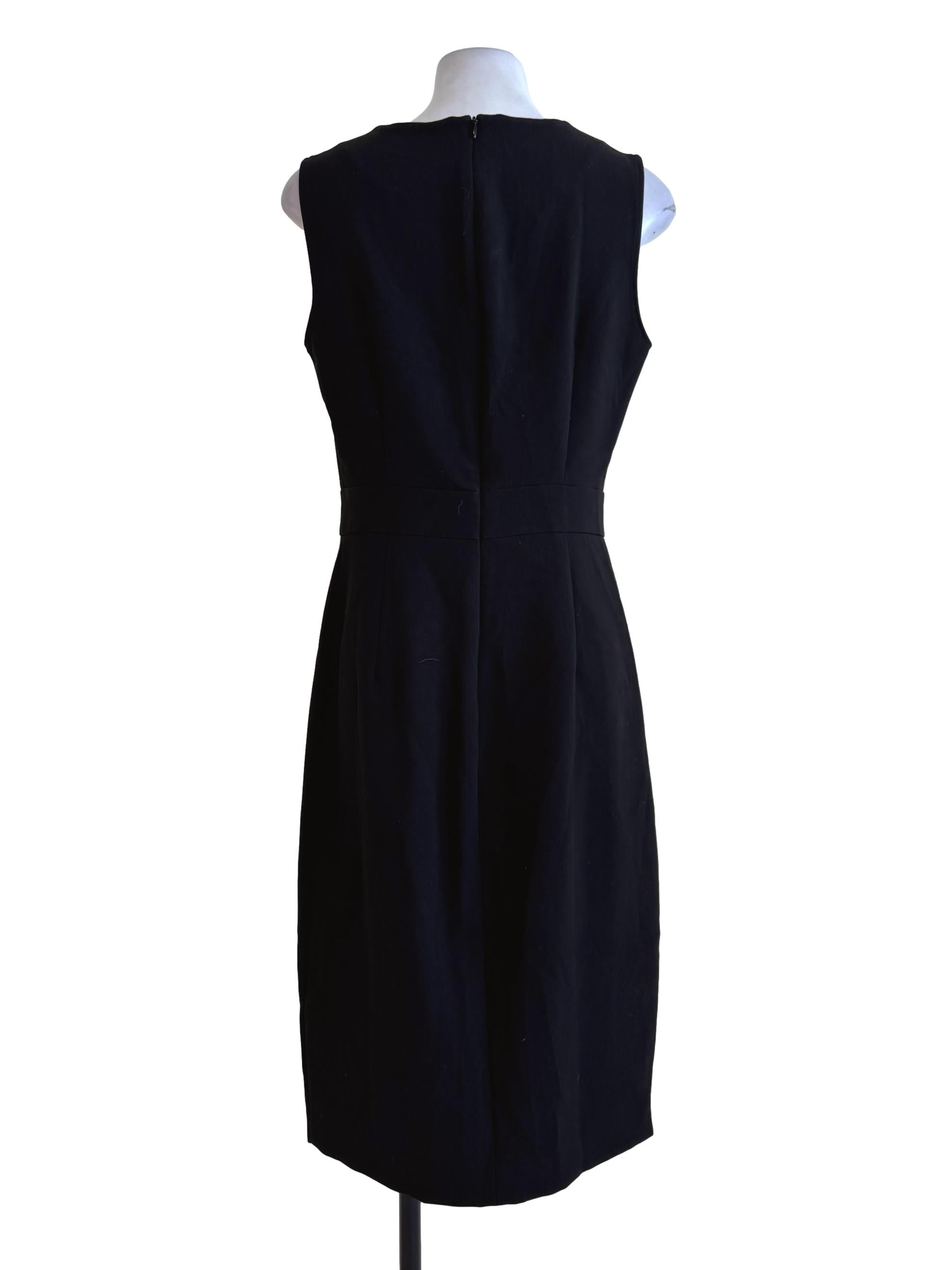 Matte Black With Gold Buttons Shift Dress