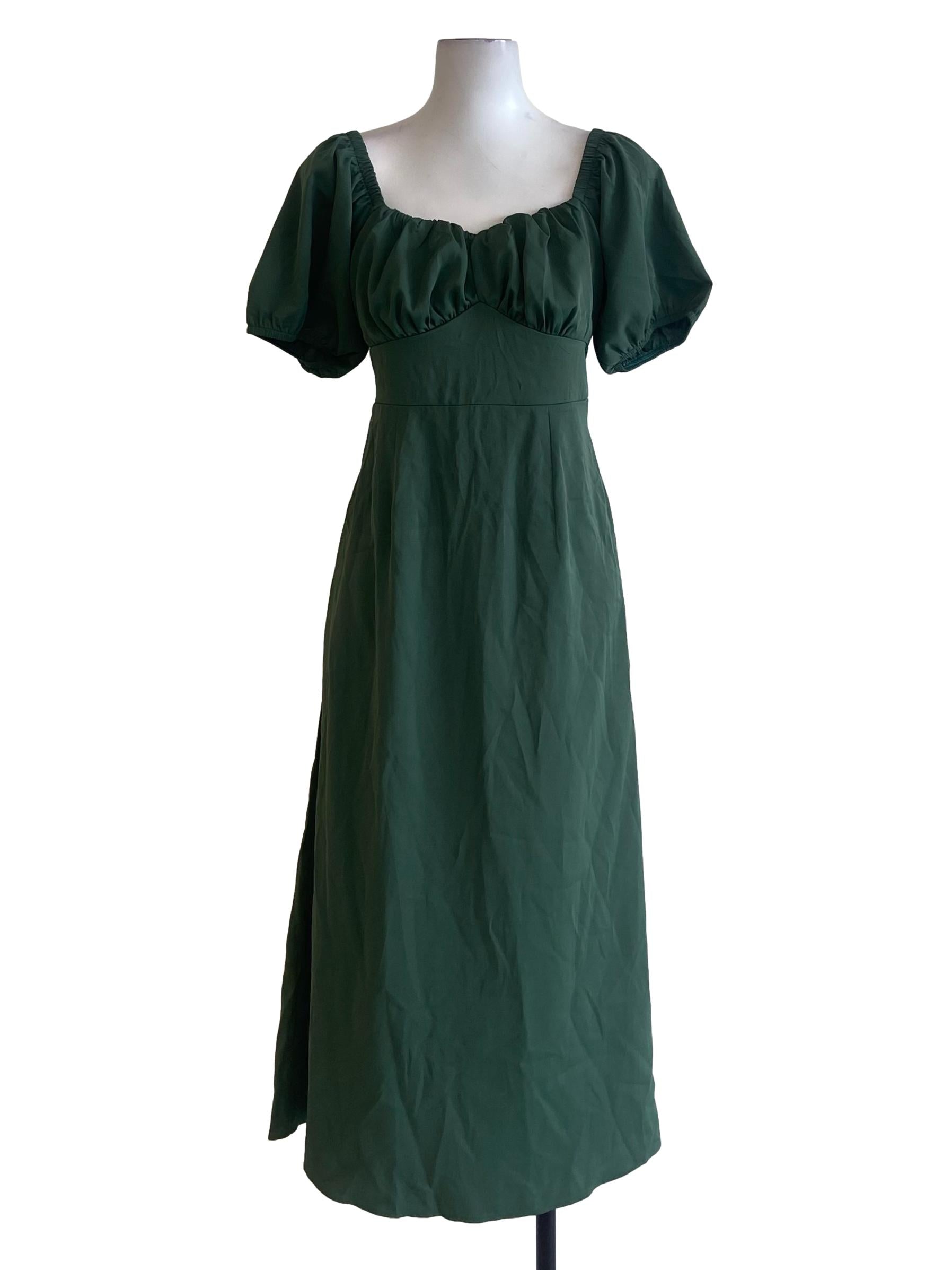 Fern Green Square Neck Empire Dress
