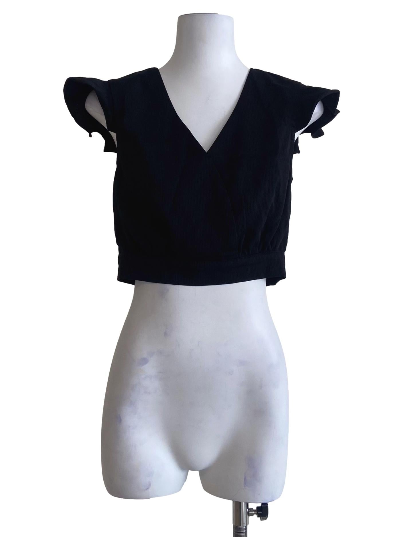 Black V-Neck Crop Top
