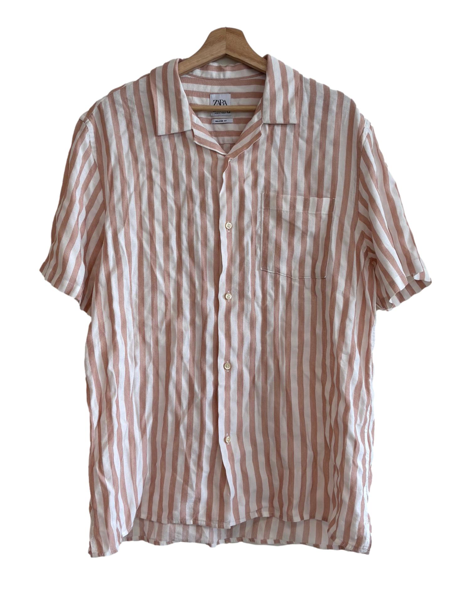 Salmon Striped Button Shirt