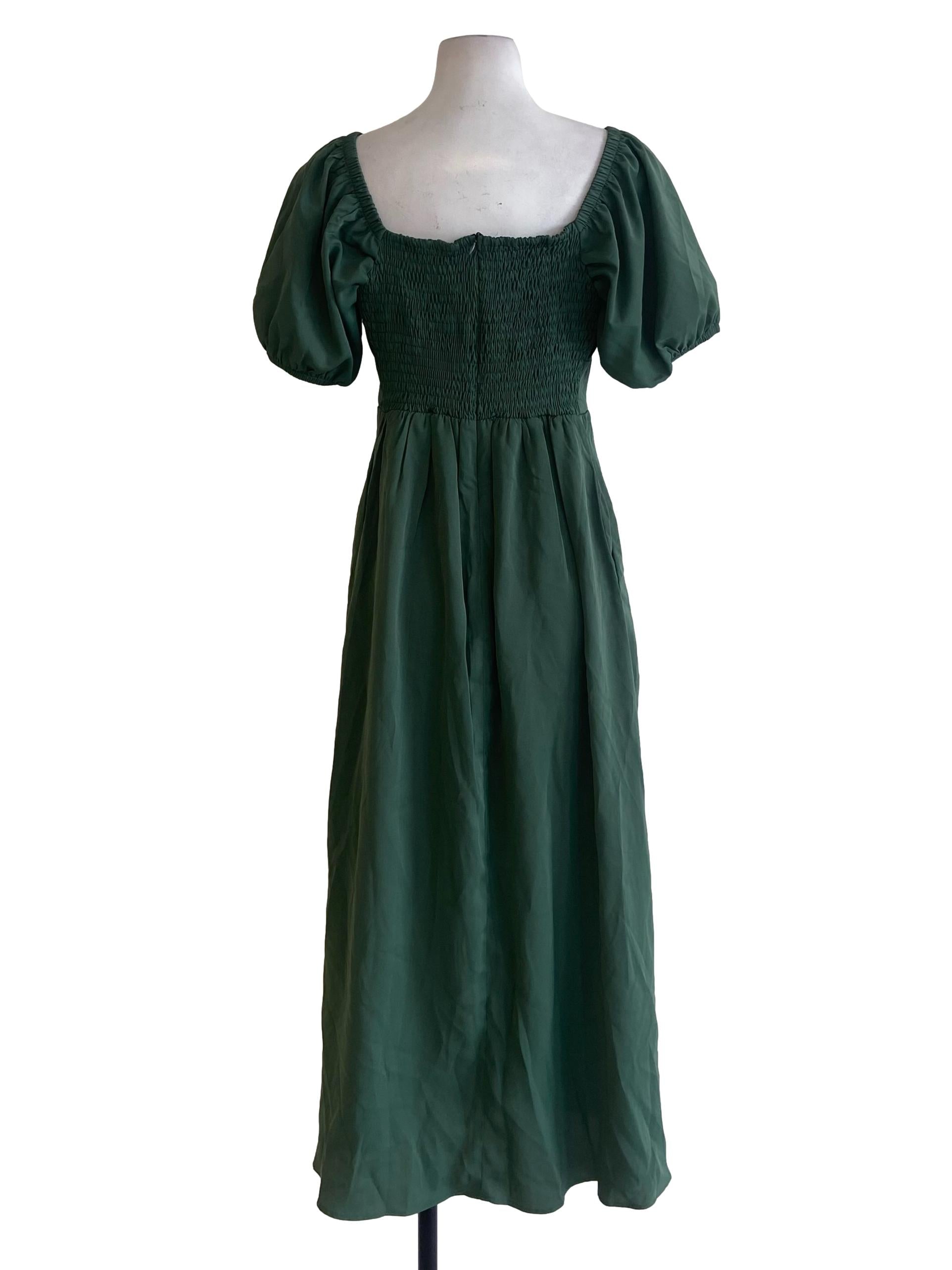 Fern Green Square Neck Empire Dress