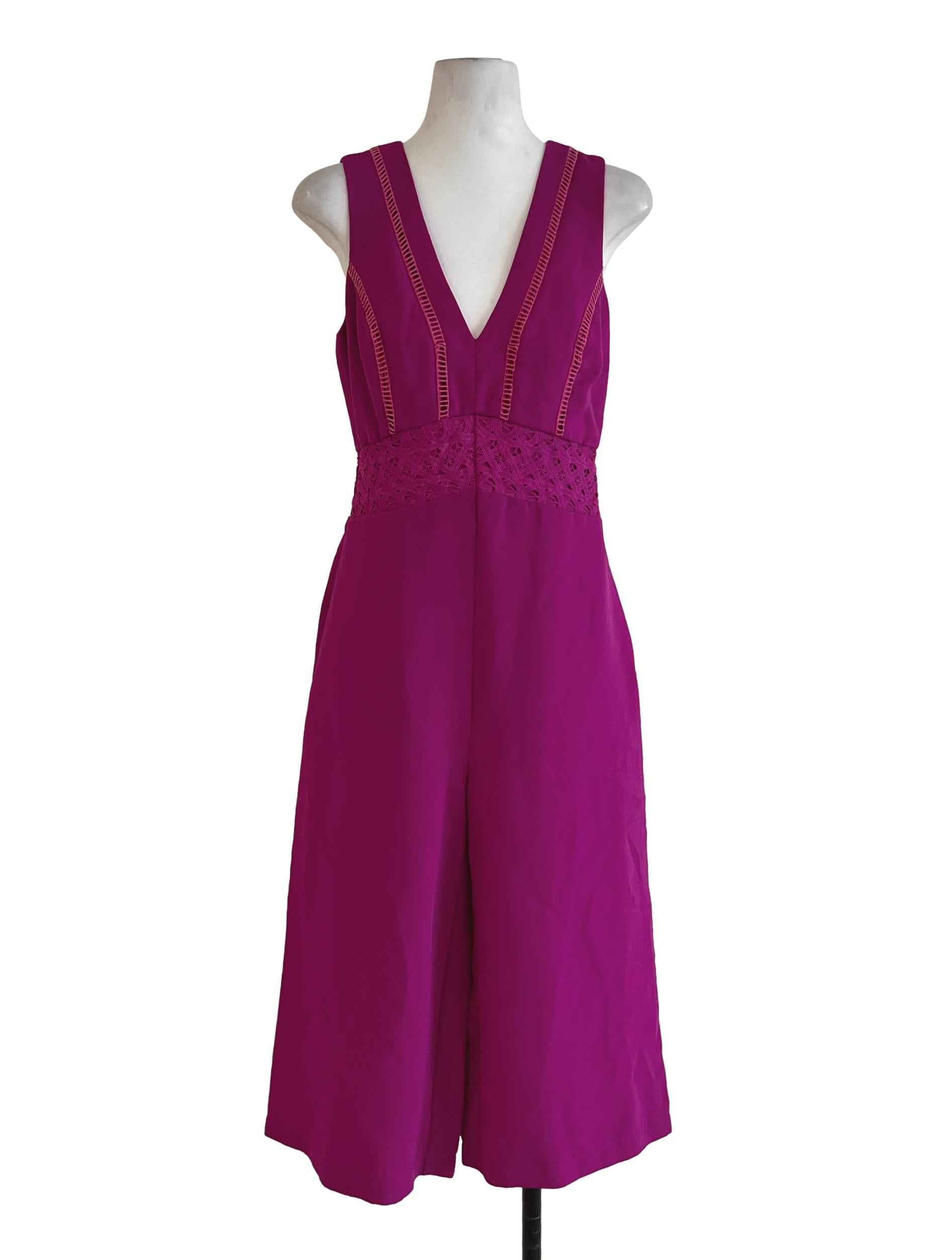 Fuschia Pink V-Neckline Jumpsuit