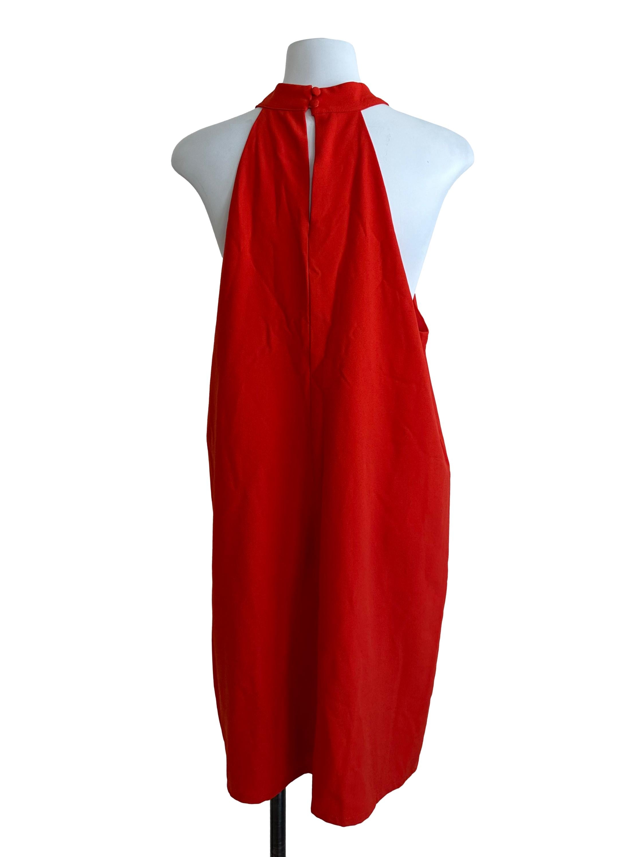 Fire Orange Halter Drape Dress