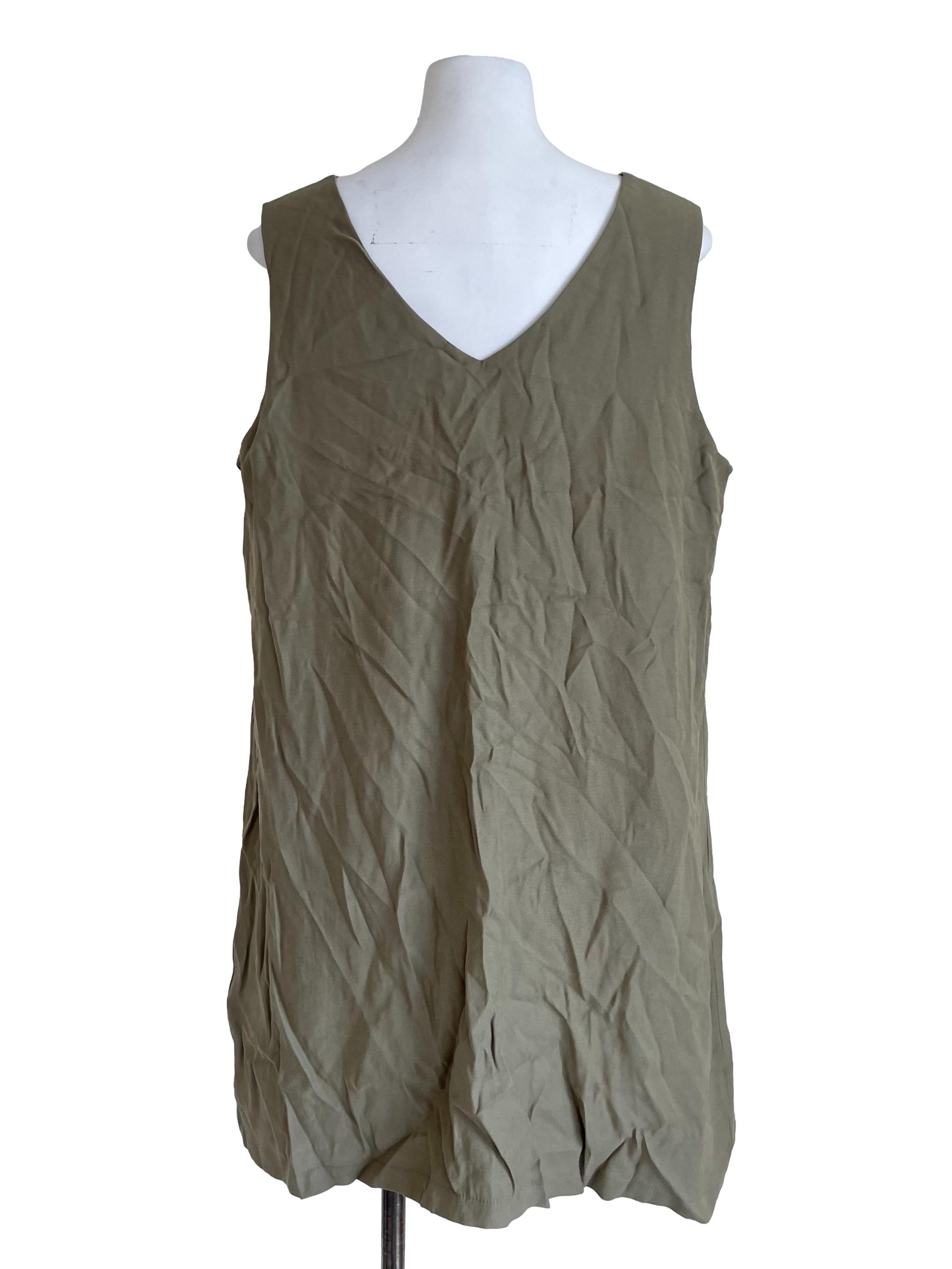 Ash Olive Button Down Sleeveless Dress