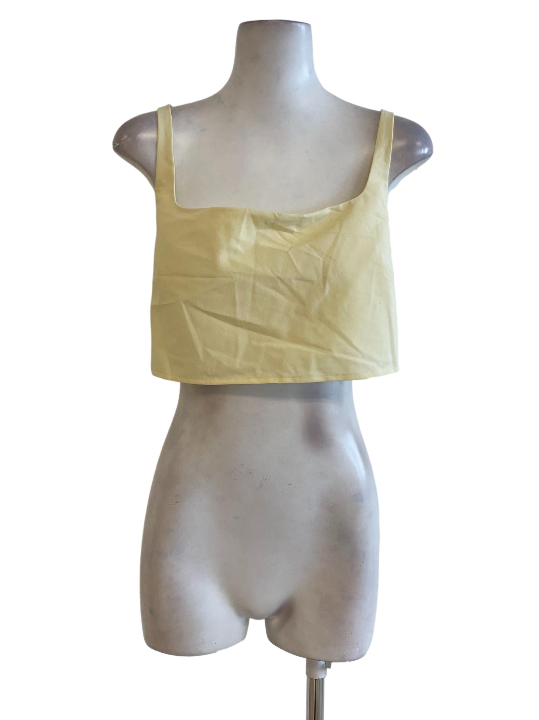 Blonde Yellow Square Neck Sleeveless Top