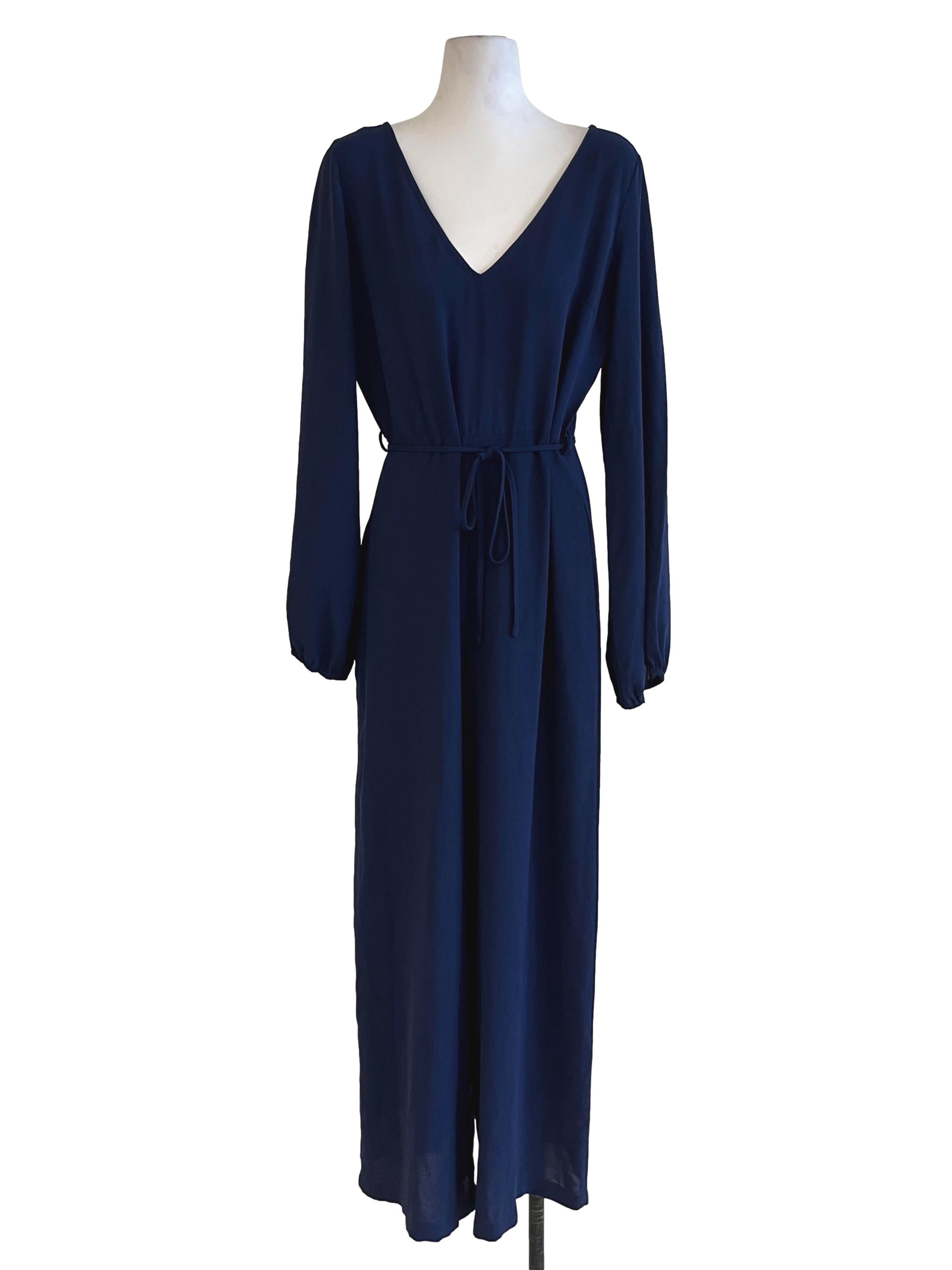 Navy Blue V-Neckline Jumpsuit