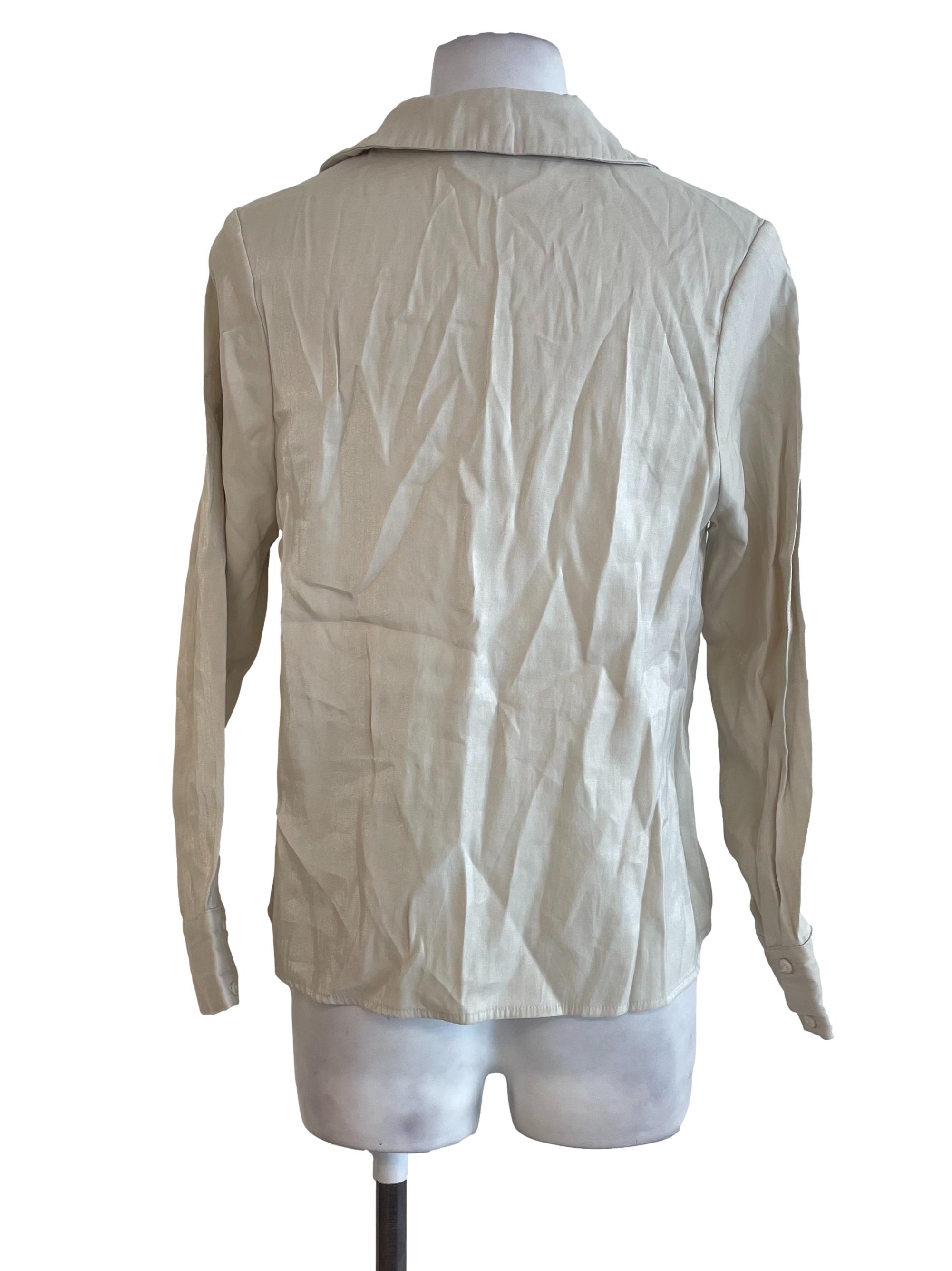 Beige Twisted Shiny Blouse