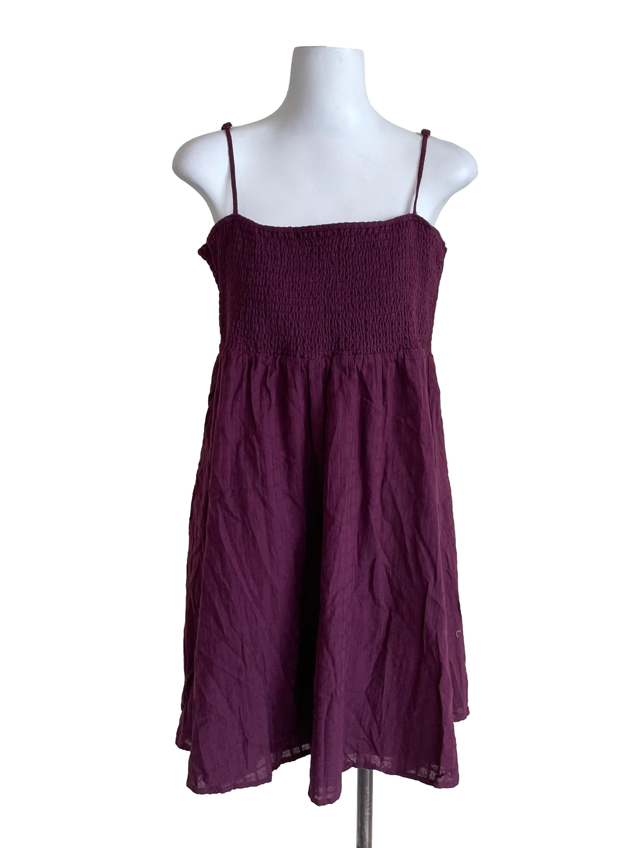 Plum Shirred Babydoll Dress