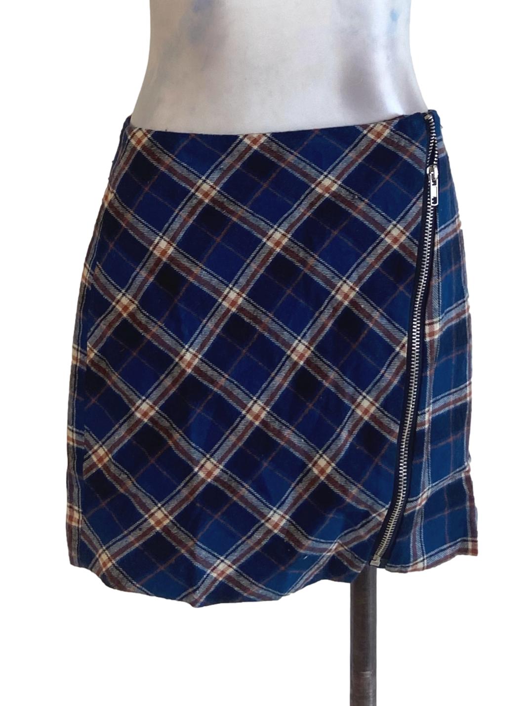Navy Blue & Brown Tartan Skirt