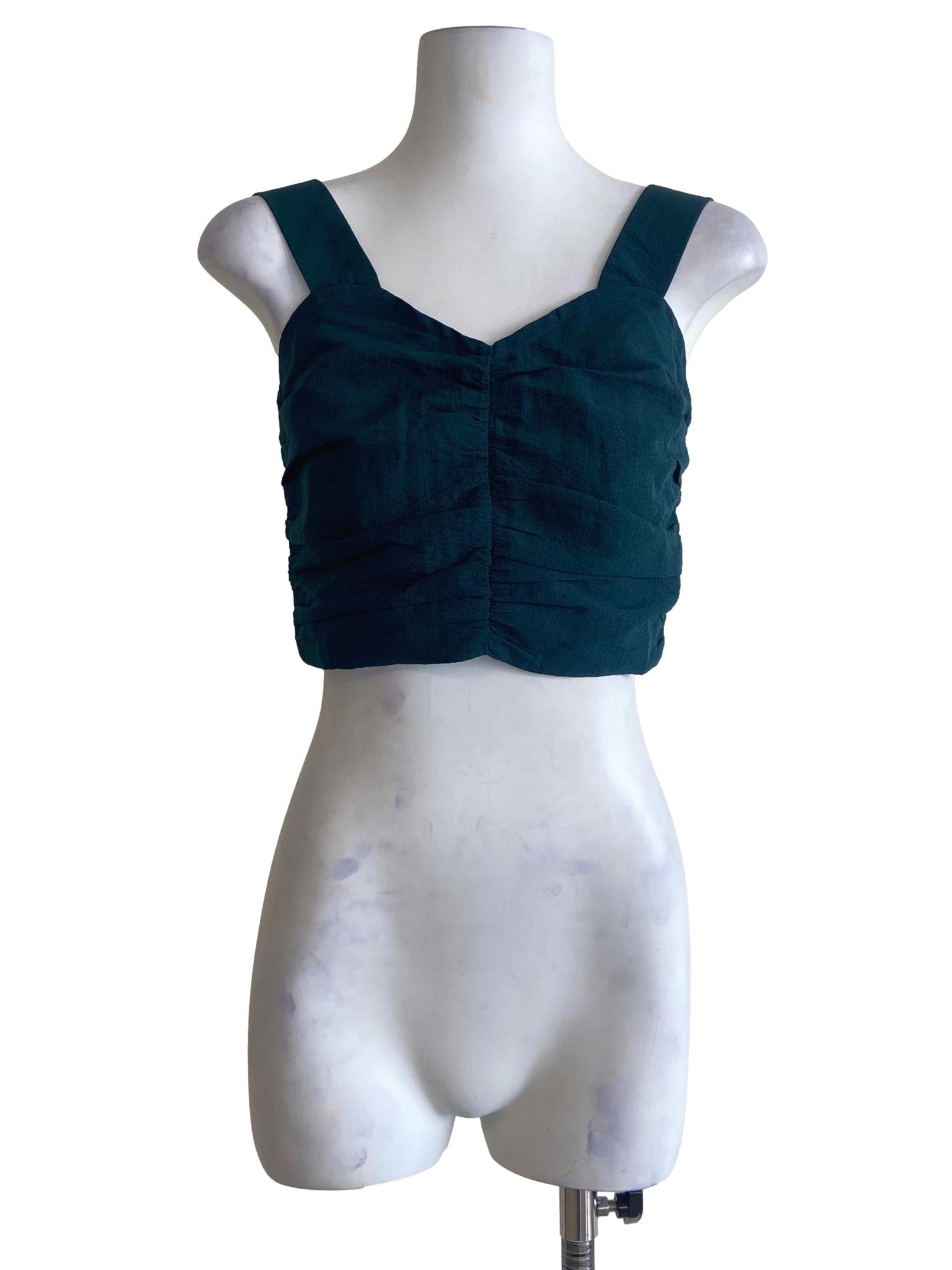Ocean Blue Sleeveless Crop Top