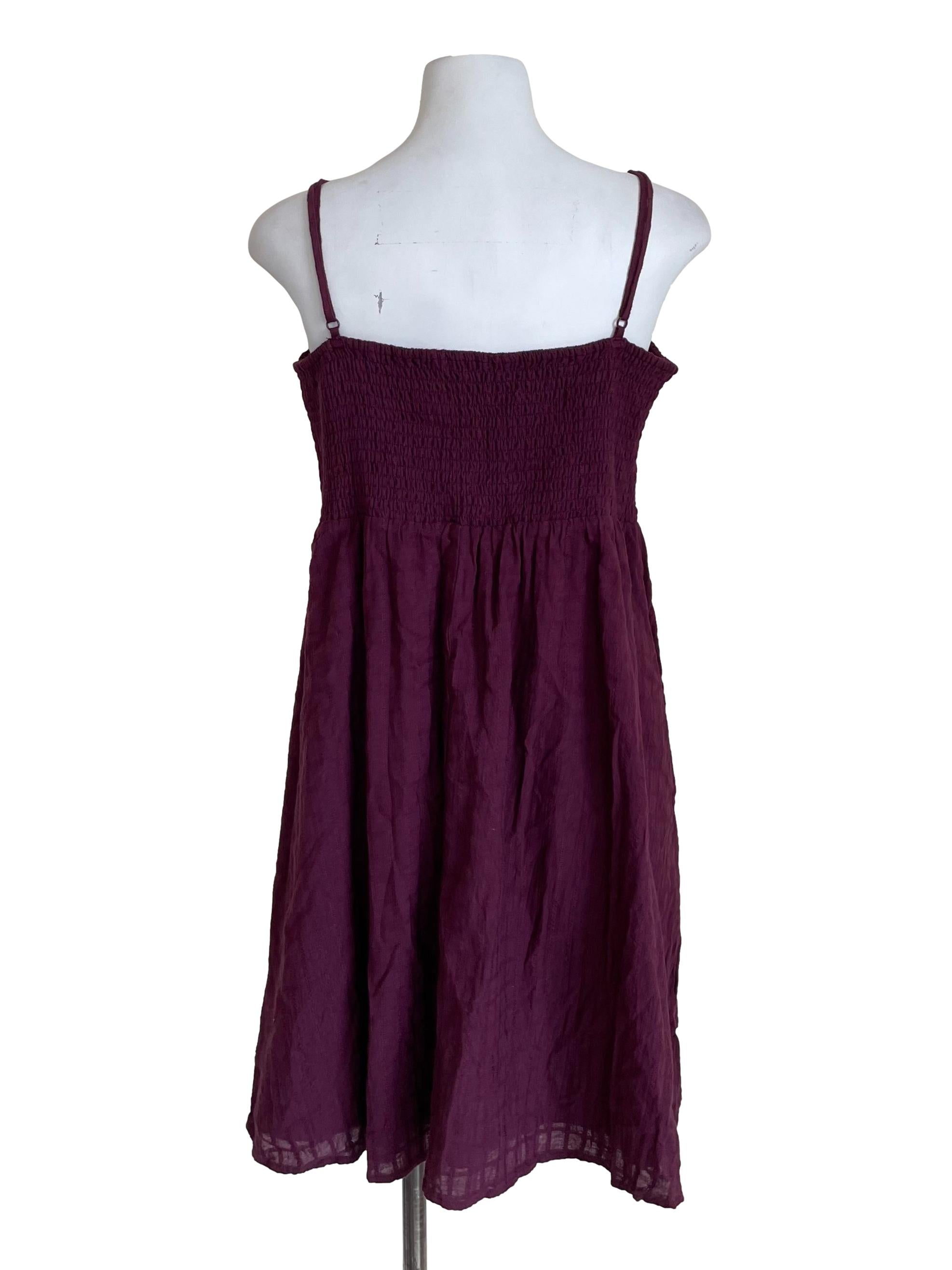 Plum Shirred Babydoll Dress