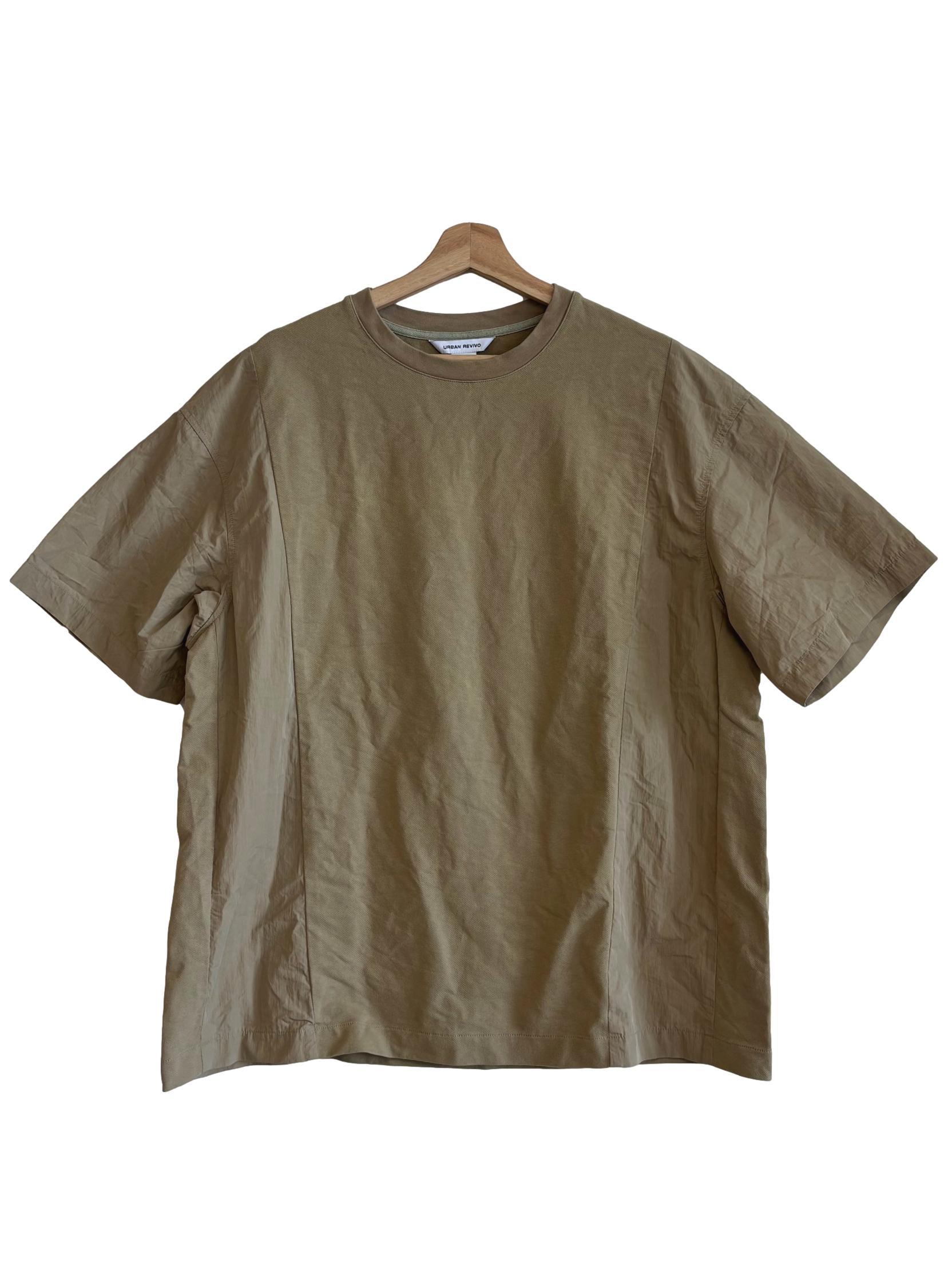 Sage Green Short Sleeve Cotton Nylon T-Shirt