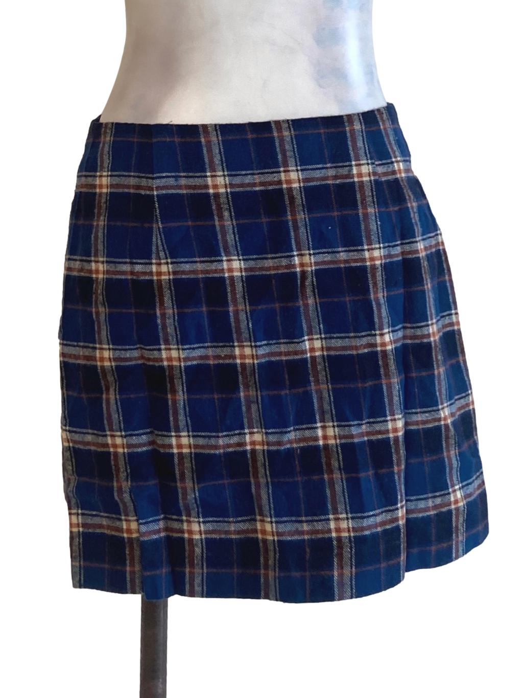 Navy Blue & Brown Tartan Skirt