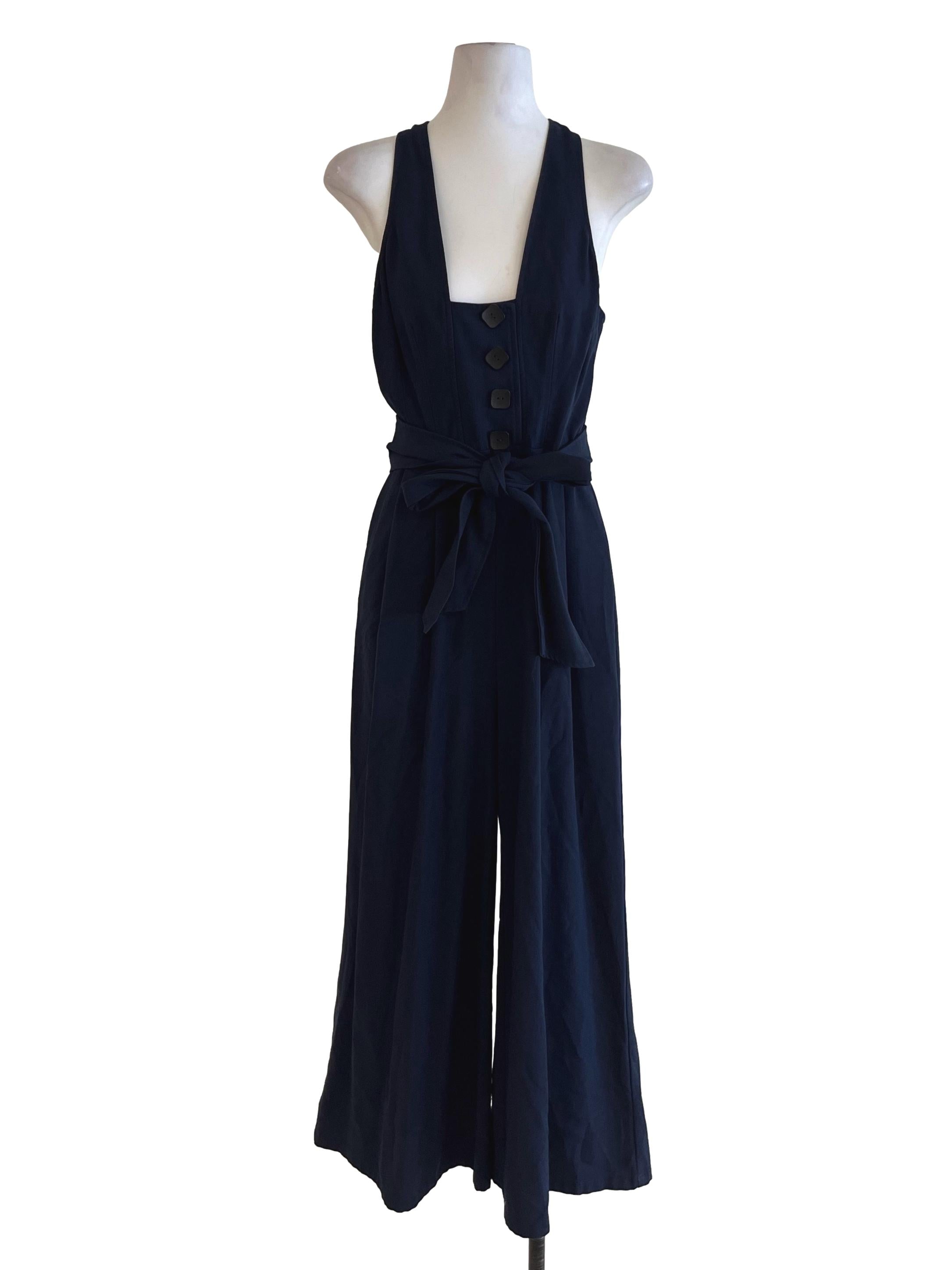 Navy Blue Plain Jumpsuit