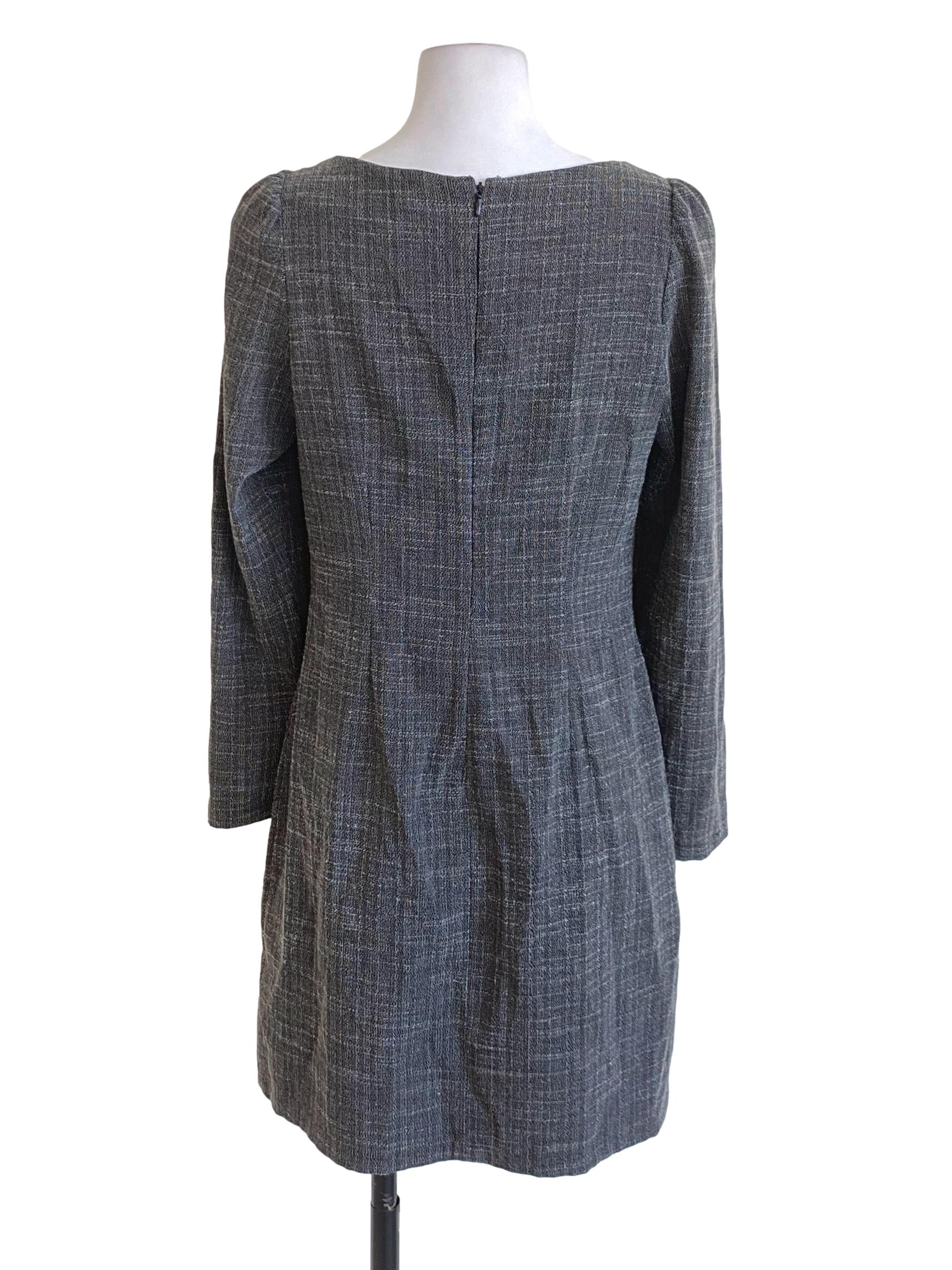 Pebble Grey Square Neck Buttoned Down Dress