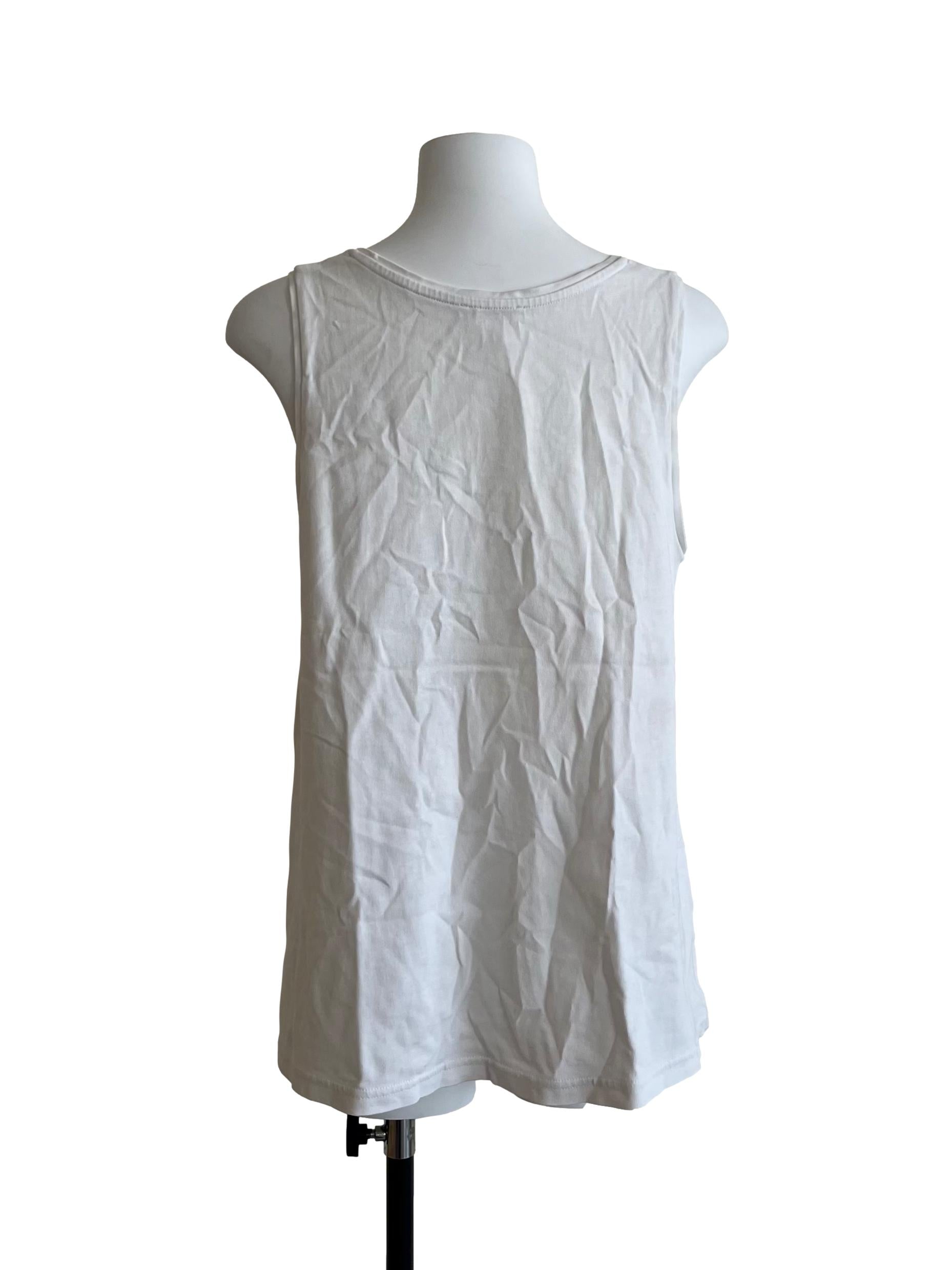 Cotton White Relaxed Scoop-Neck Tank Top