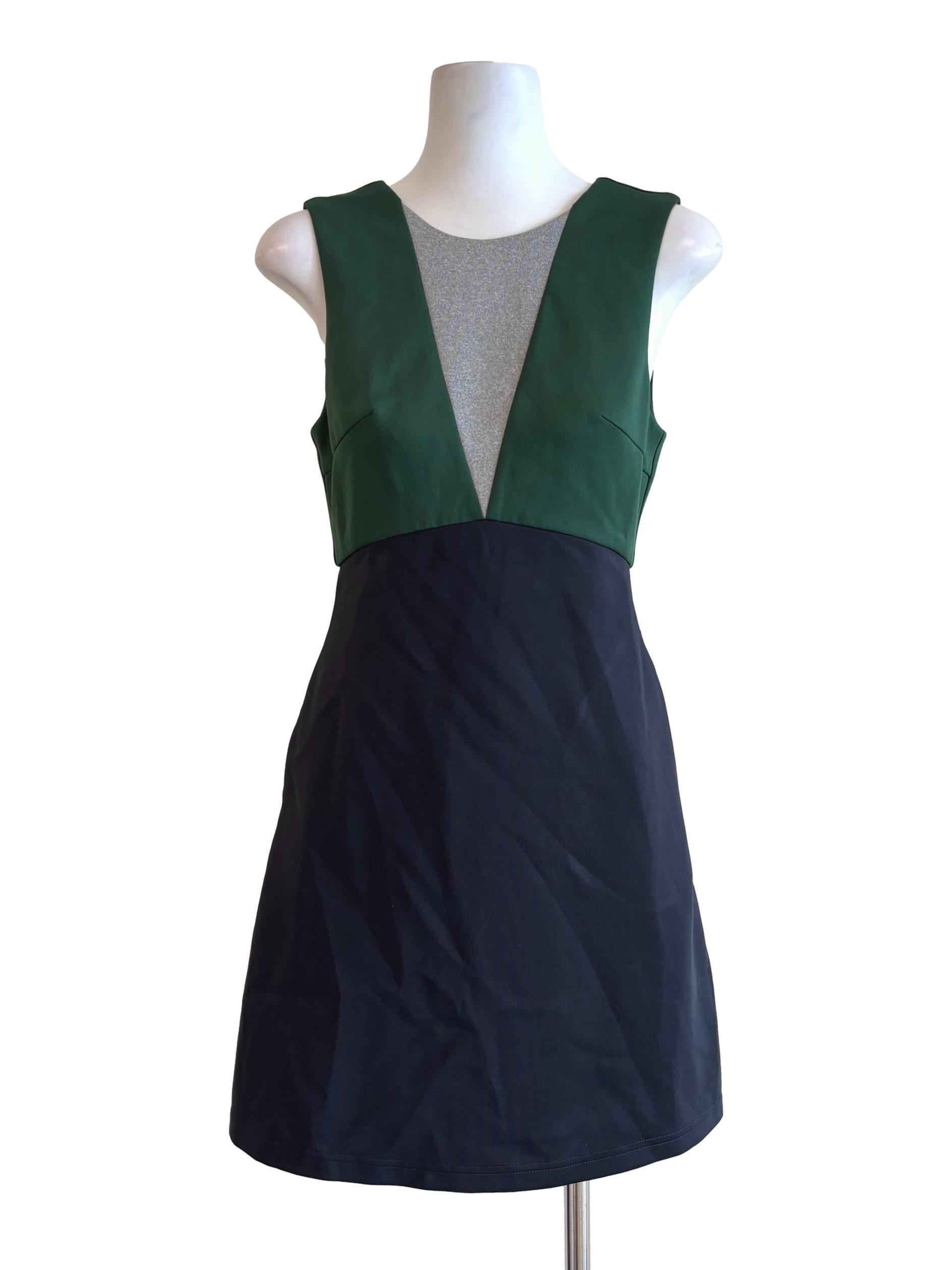 Blue Black Emerald Green A-Line Dress LB