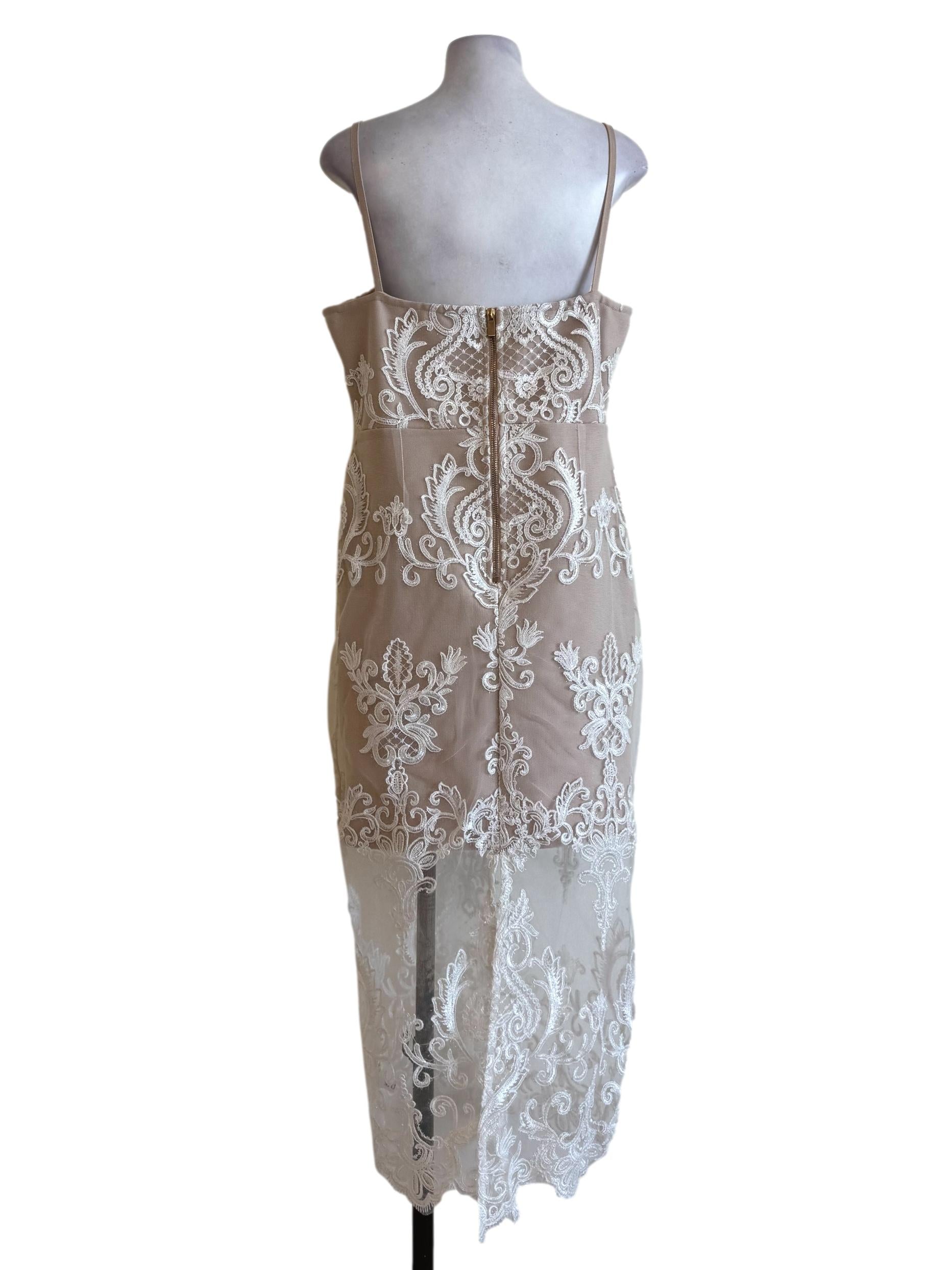 Pure White With Nude Lining Sweetheart Neck Dress