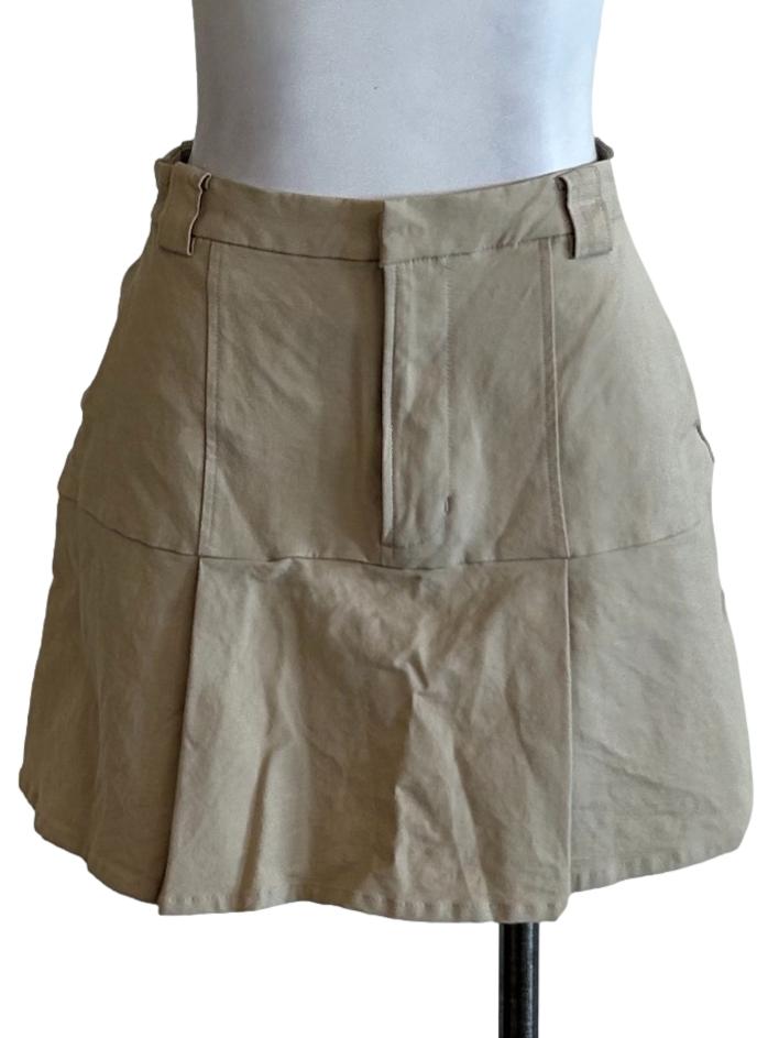 Flaxen Brown Knife Pleated Skirt