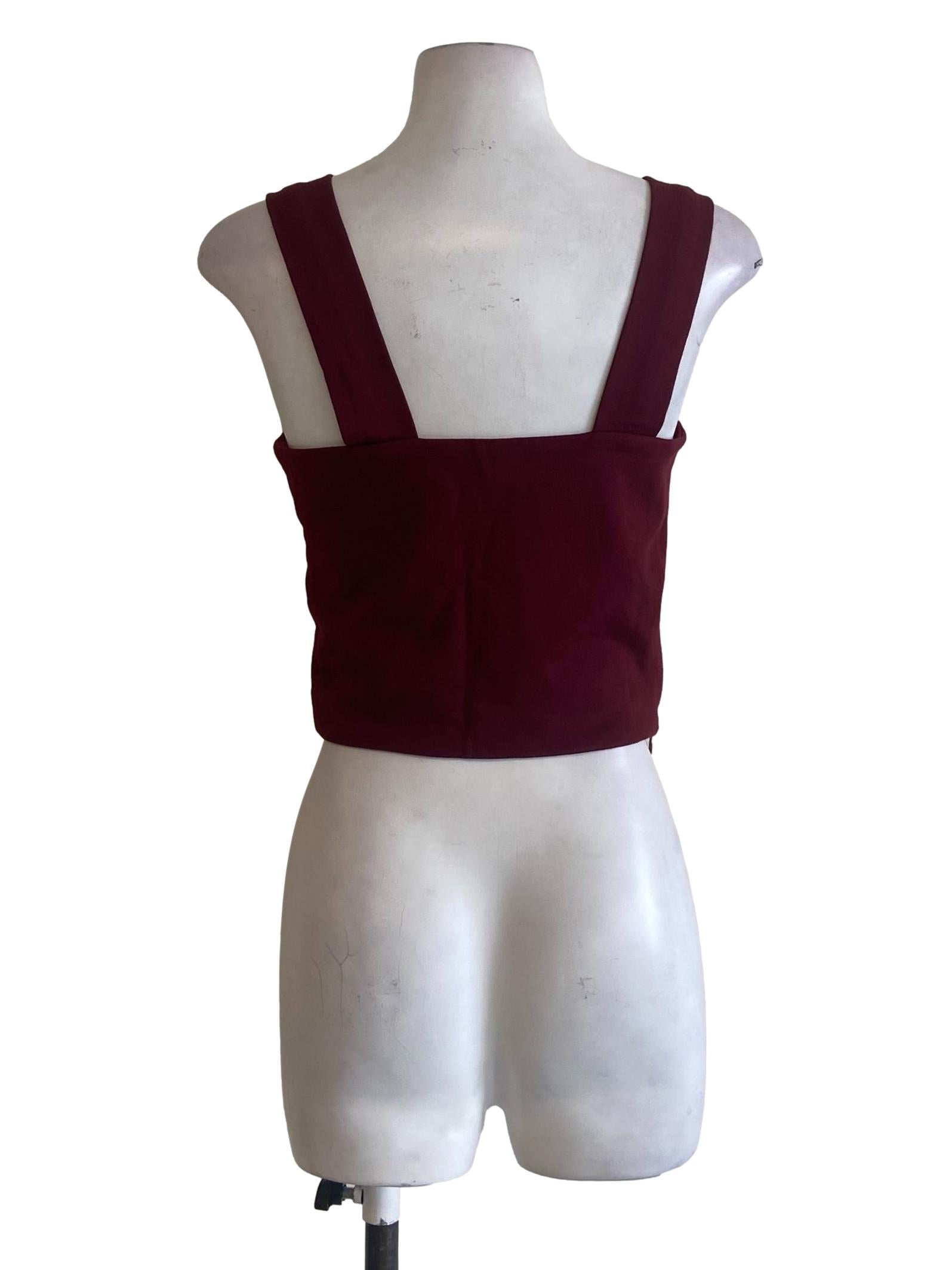 Red Brick Sleeveless Crop Top