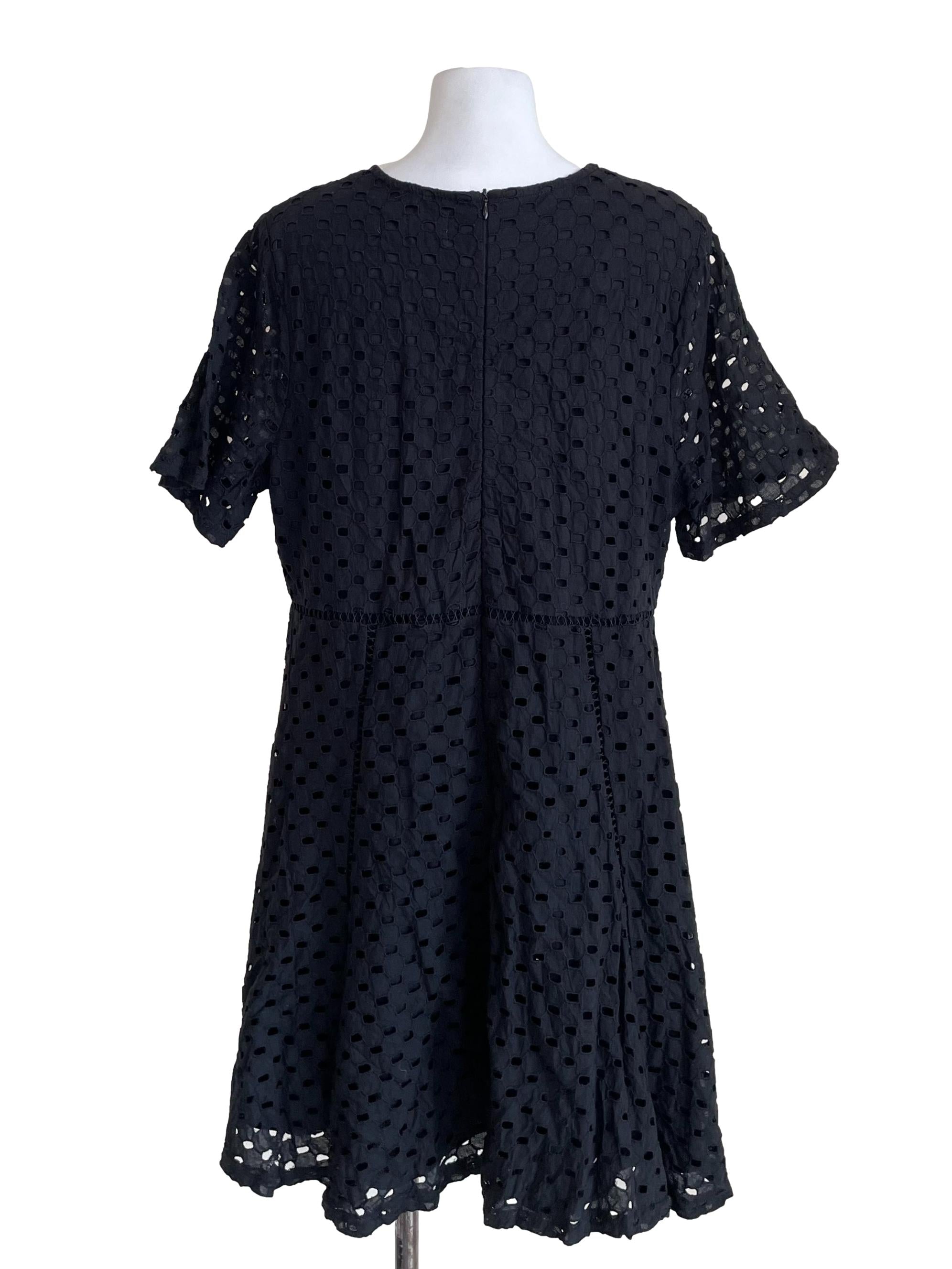 Black Hollow V Neck Dress