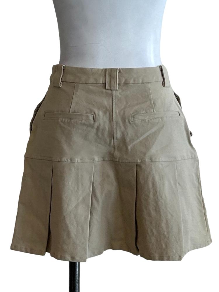 Flaxen Brown Knife Pleated Skirt