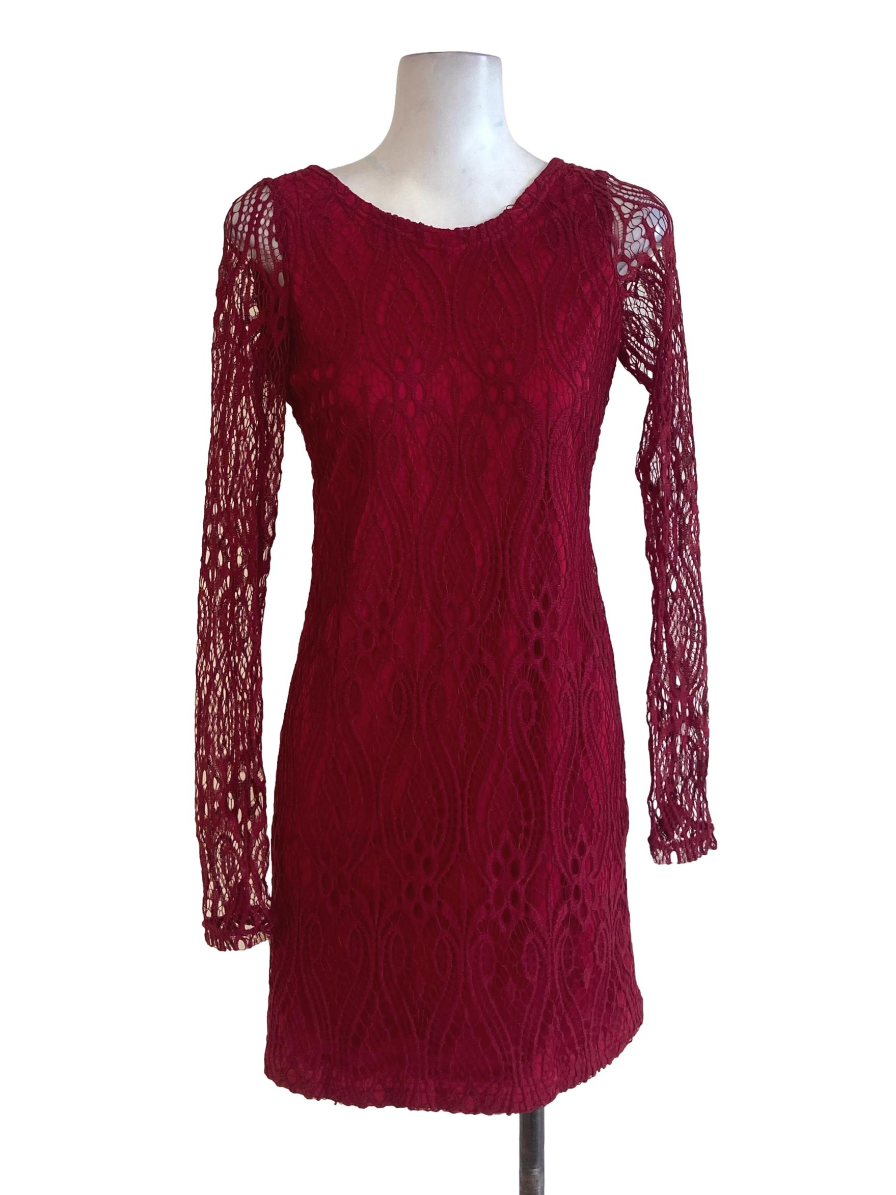 Red Floral Lace Bodycon Dress