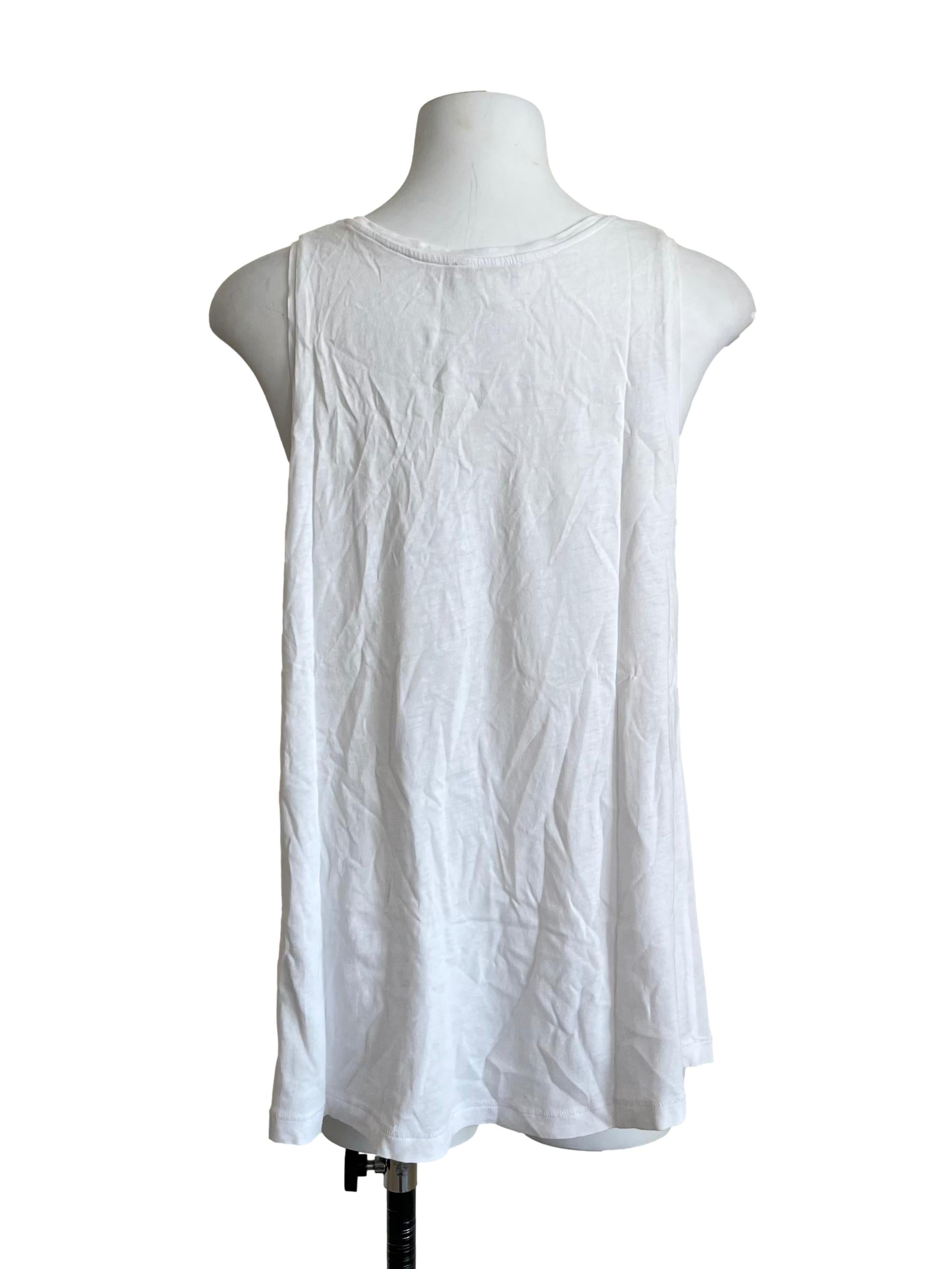 Cotton White Relaxed Scoop-Neck Tank Top