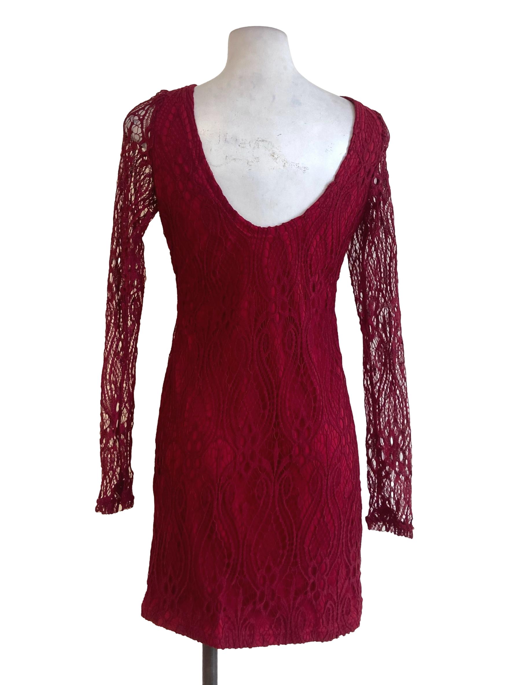 Red Floral Lace Bodycon Dress
